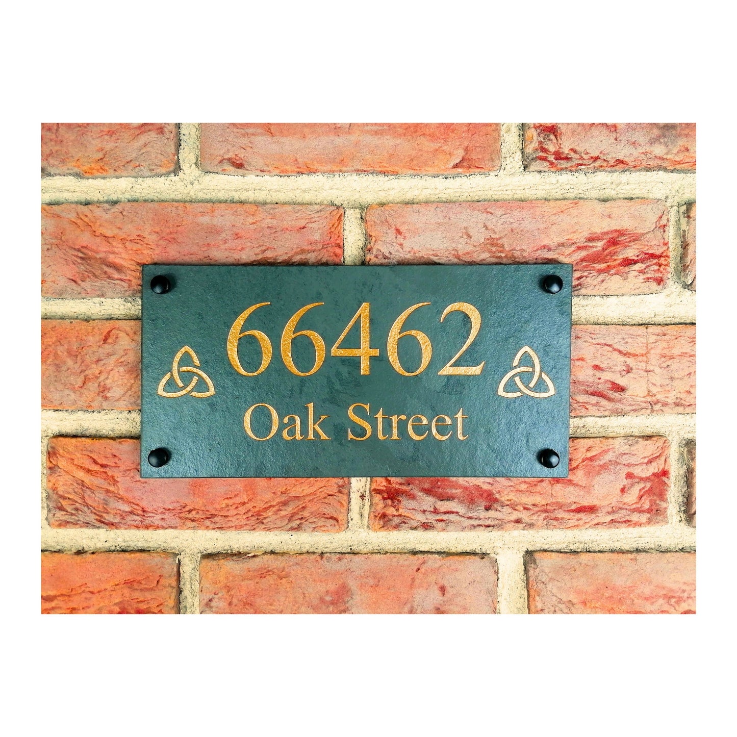 Engraved Natural Slate House Address Sign - Rustic Farmhouse Style Door Number - Wedding, Housewarming, Anniversary Gift Idea