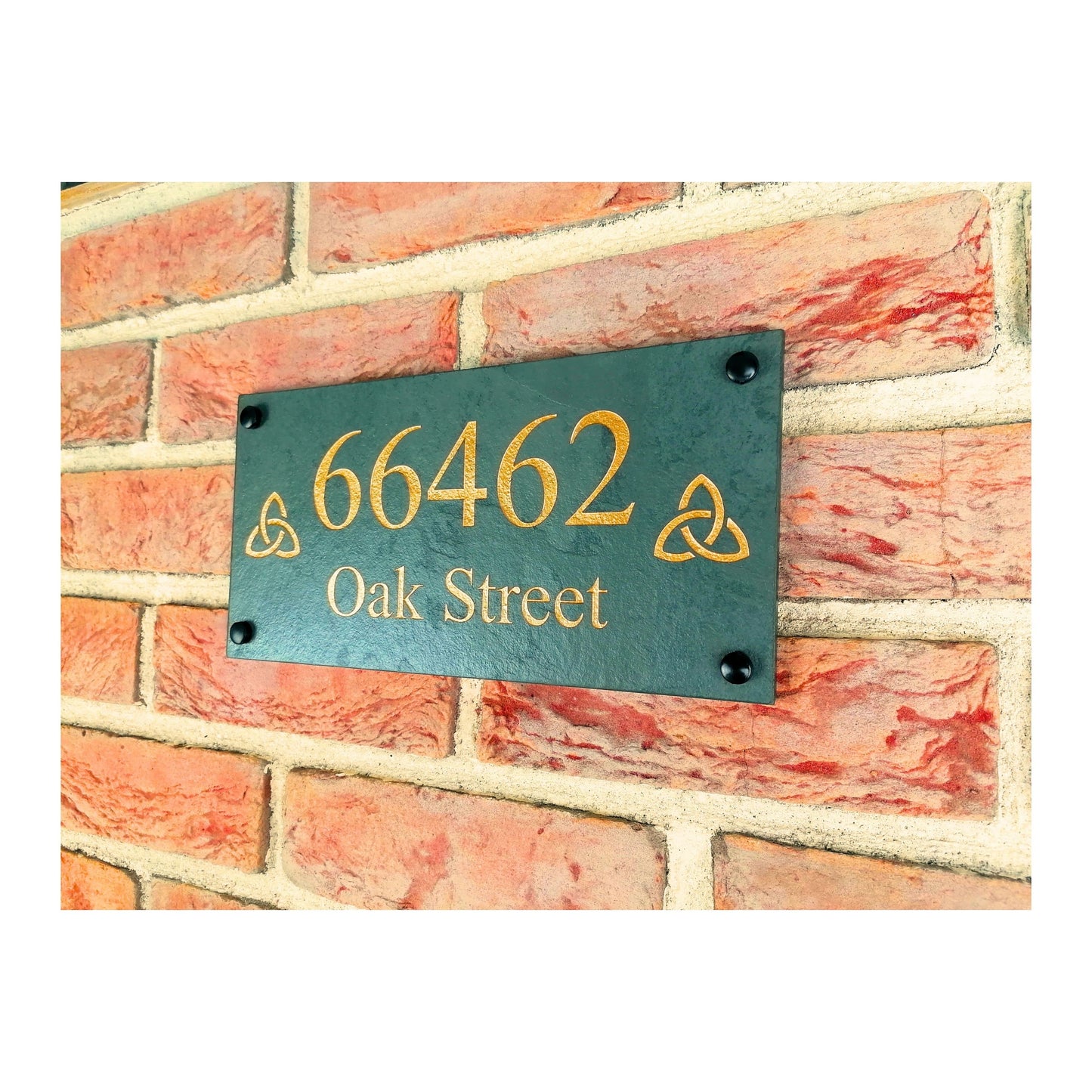 Engraved Natural Slate House Address Sign - Rustic Farmhouse Style Door Number - Wedding, Housewarming, Anniversary Gift Idea