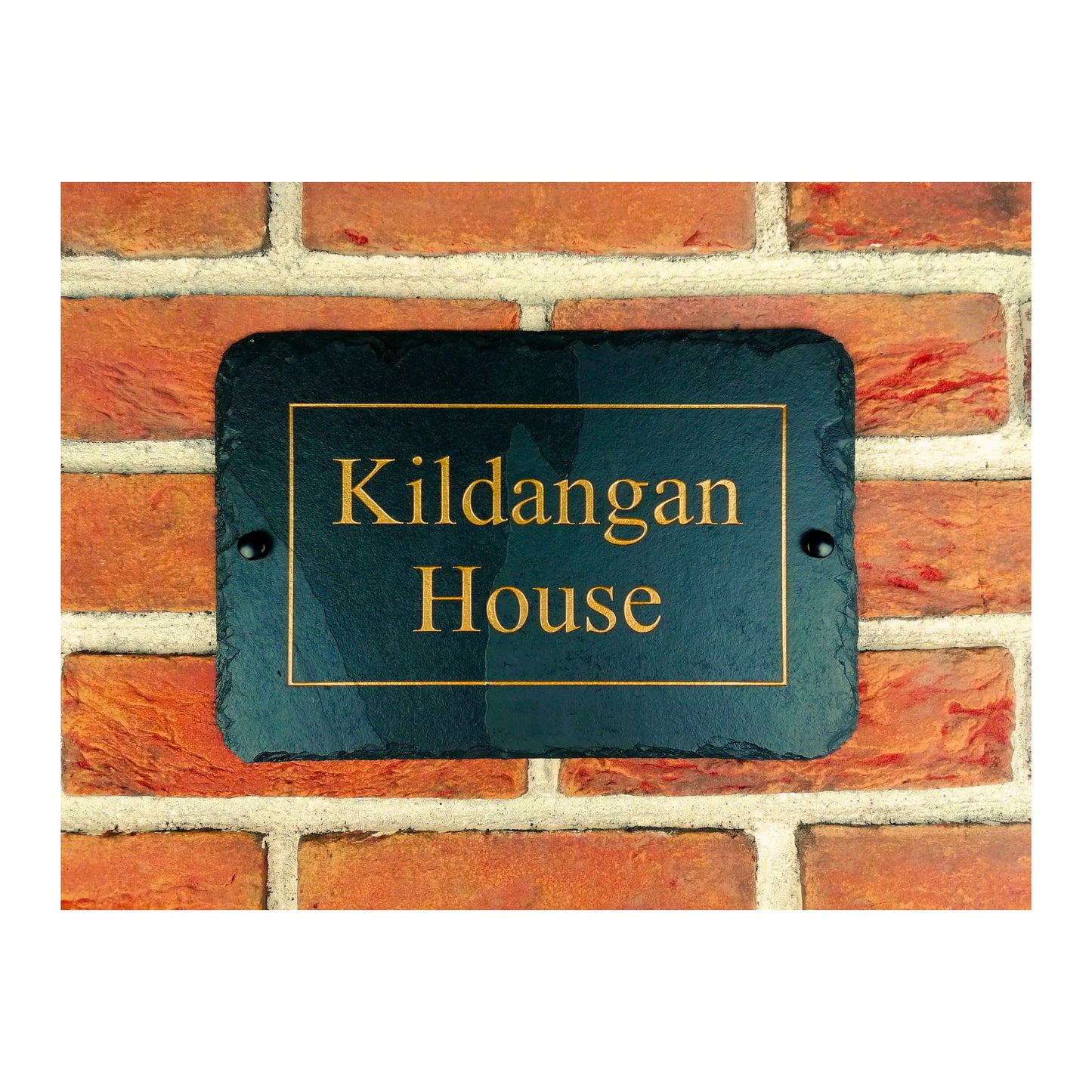 Engraved Natural Slate House Address Sign - Rustic Farmhouse Style Door Number - Wedding, Housewarming, Anniversary Gift Idea