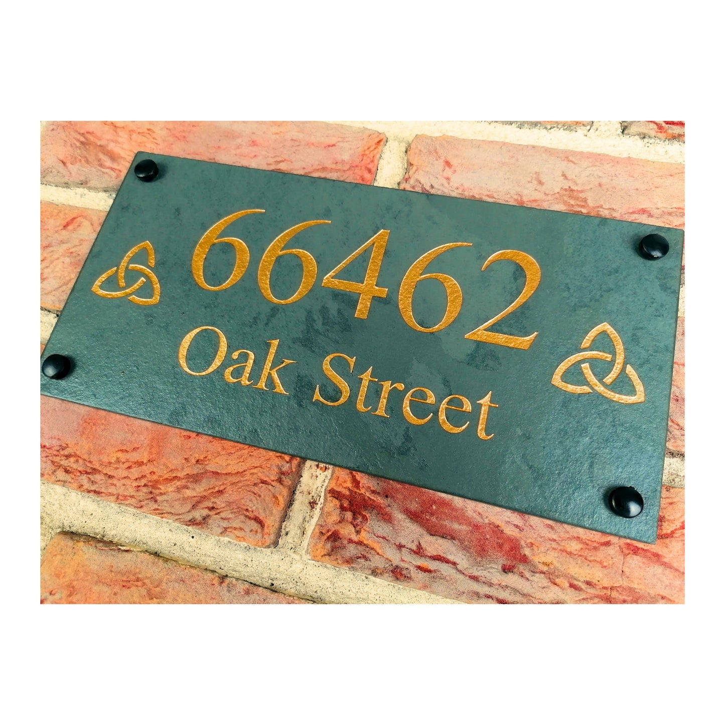 Engraved Natural Slate House Address Sign - Rustic Farmhouse Style Door Number - Wedding, Housewarming, Anniversary Gift Idea
