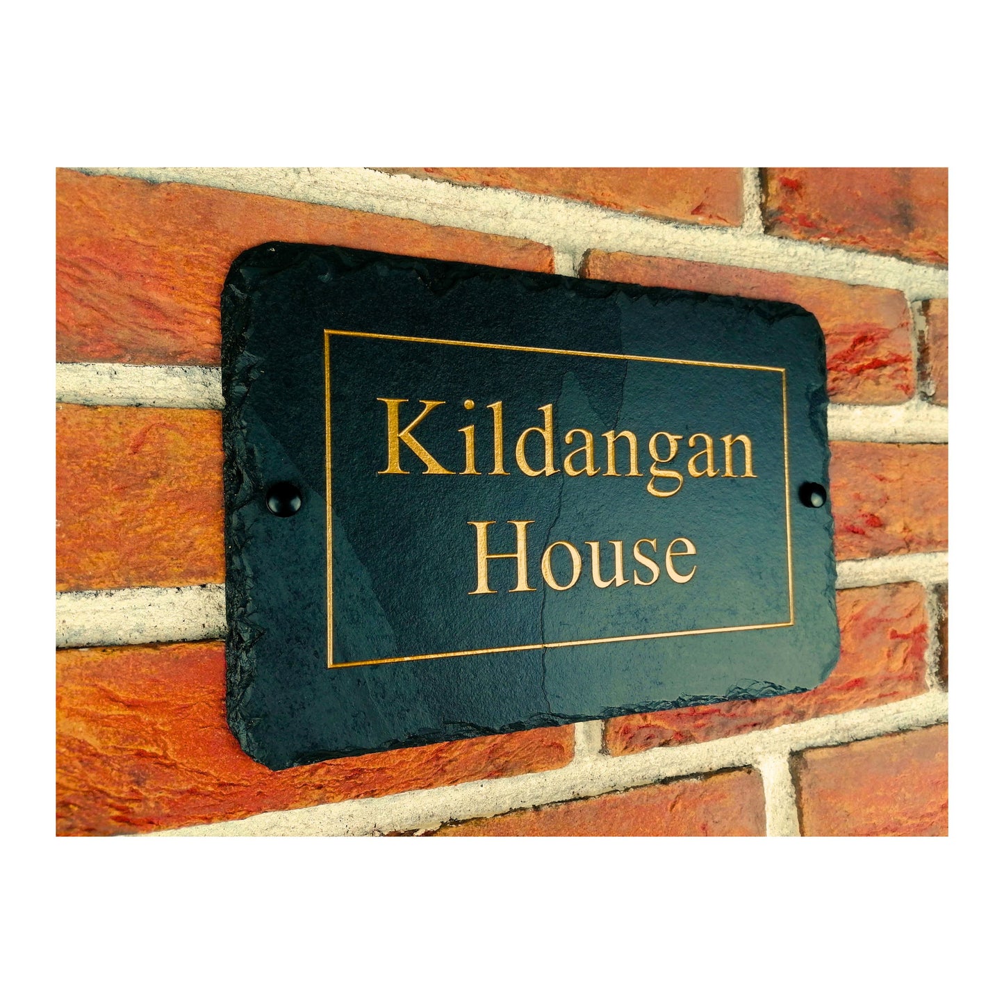 Engraved Natural Slate House Address Sign - Rustic Farmhouse Style Door Number - Wedding, Housewarming, Anniversary Gift Idea
