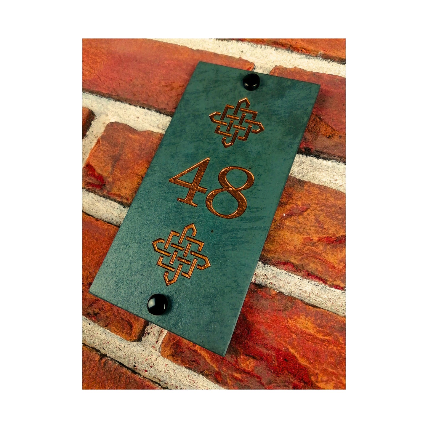 Engraved Natural Slate House Address Sign - Rustic Farmhouse Style Door Number - Wedding, Housewarming, Anniversary Gift Idea