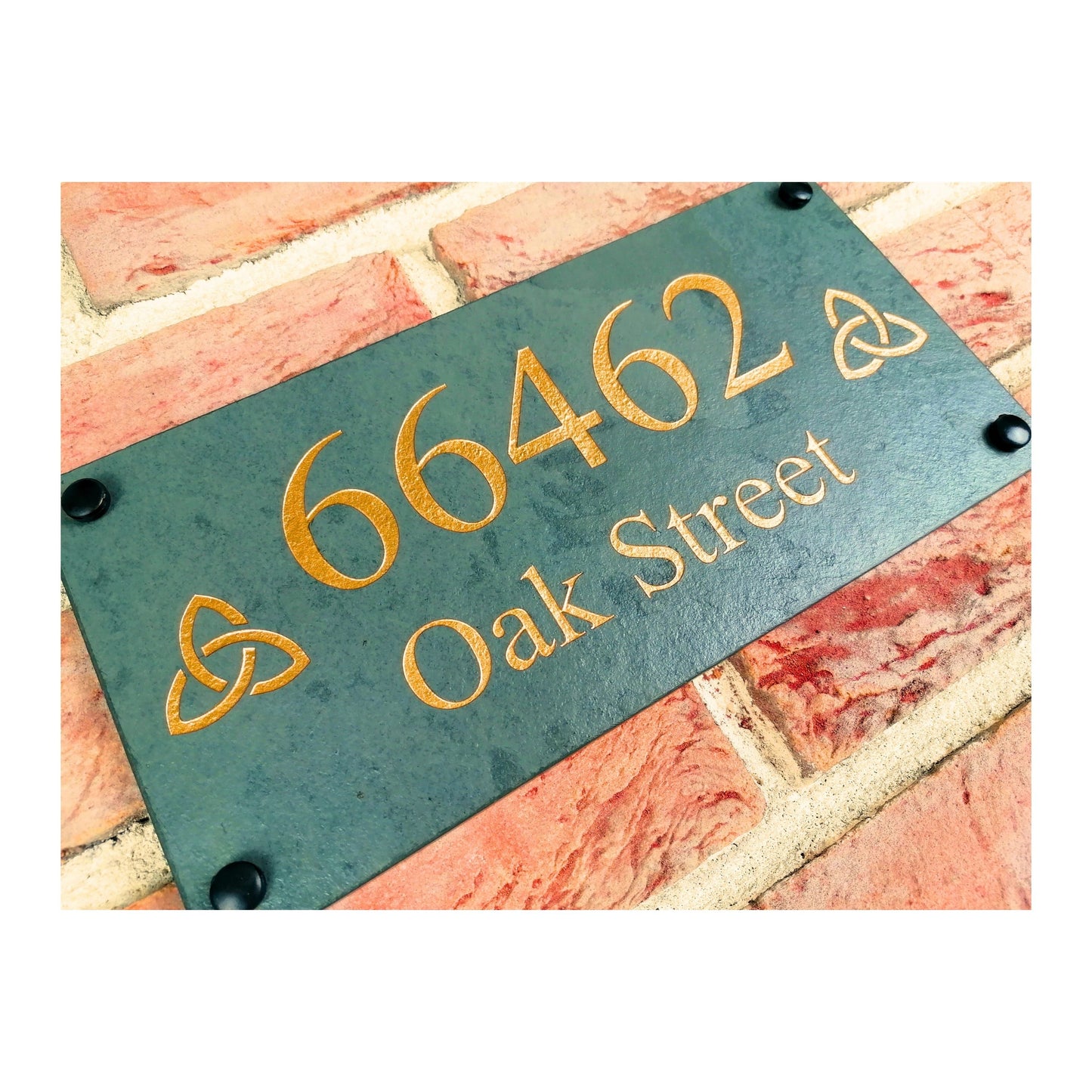 Engraved Natural Slate House Address Sign - Rustic Farmhouse Style Door Number - Wedding, Housewarming, Anniversary Gift Idea