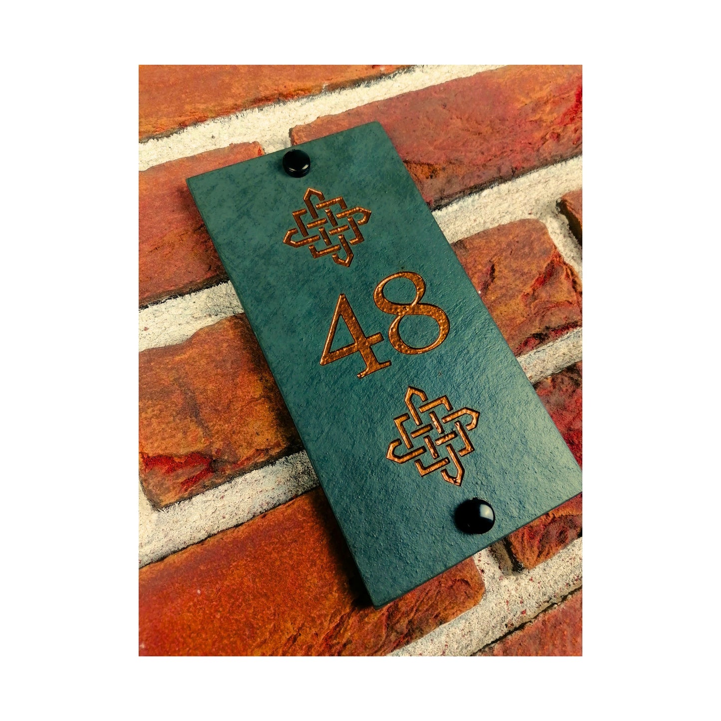 Engraved Natural Slate House Address Sign - Rustic Farmhouse Style Door Number - Wedding, Housewarming, Anniversary Gift Idea
