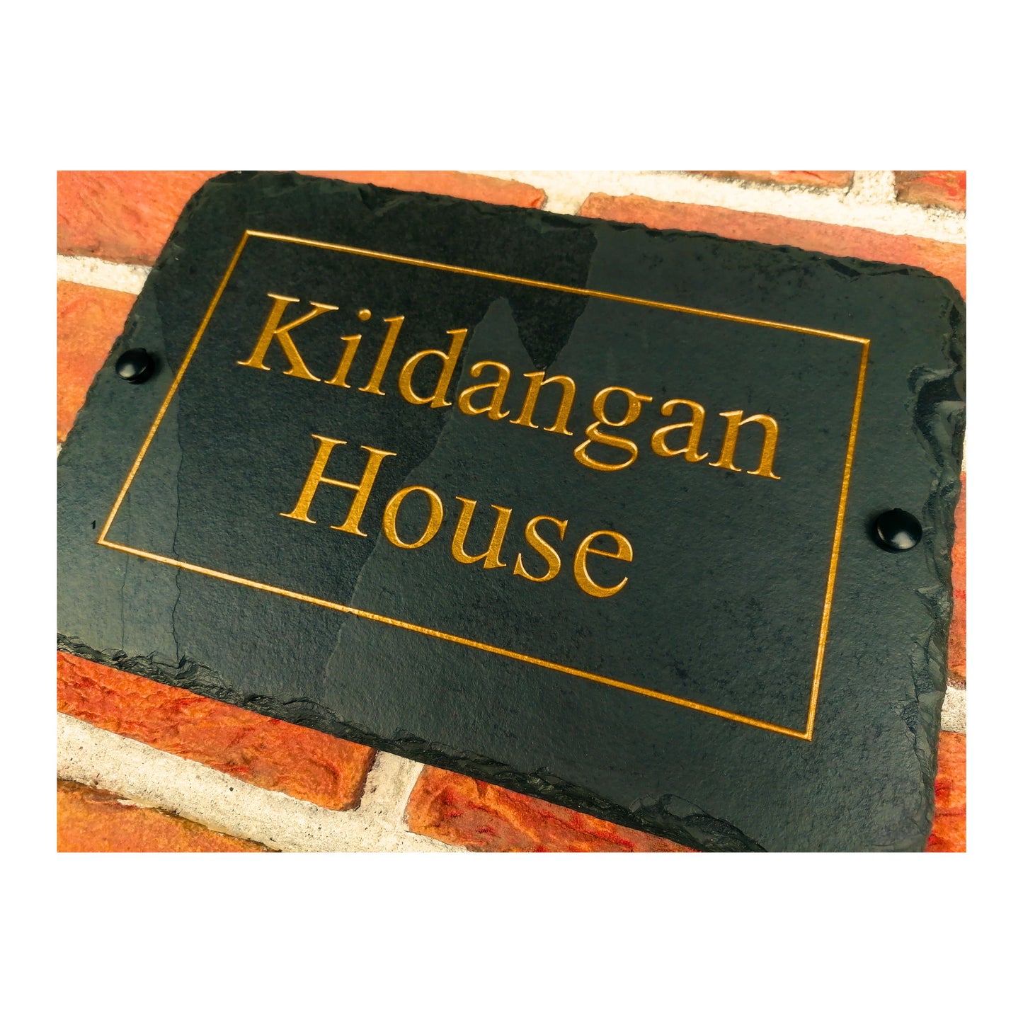Engraved Natural Slate House Address Sign - Rustic Farmhouse Style Door Number - Wedding, Housewarming, Anniversary Gift Idea