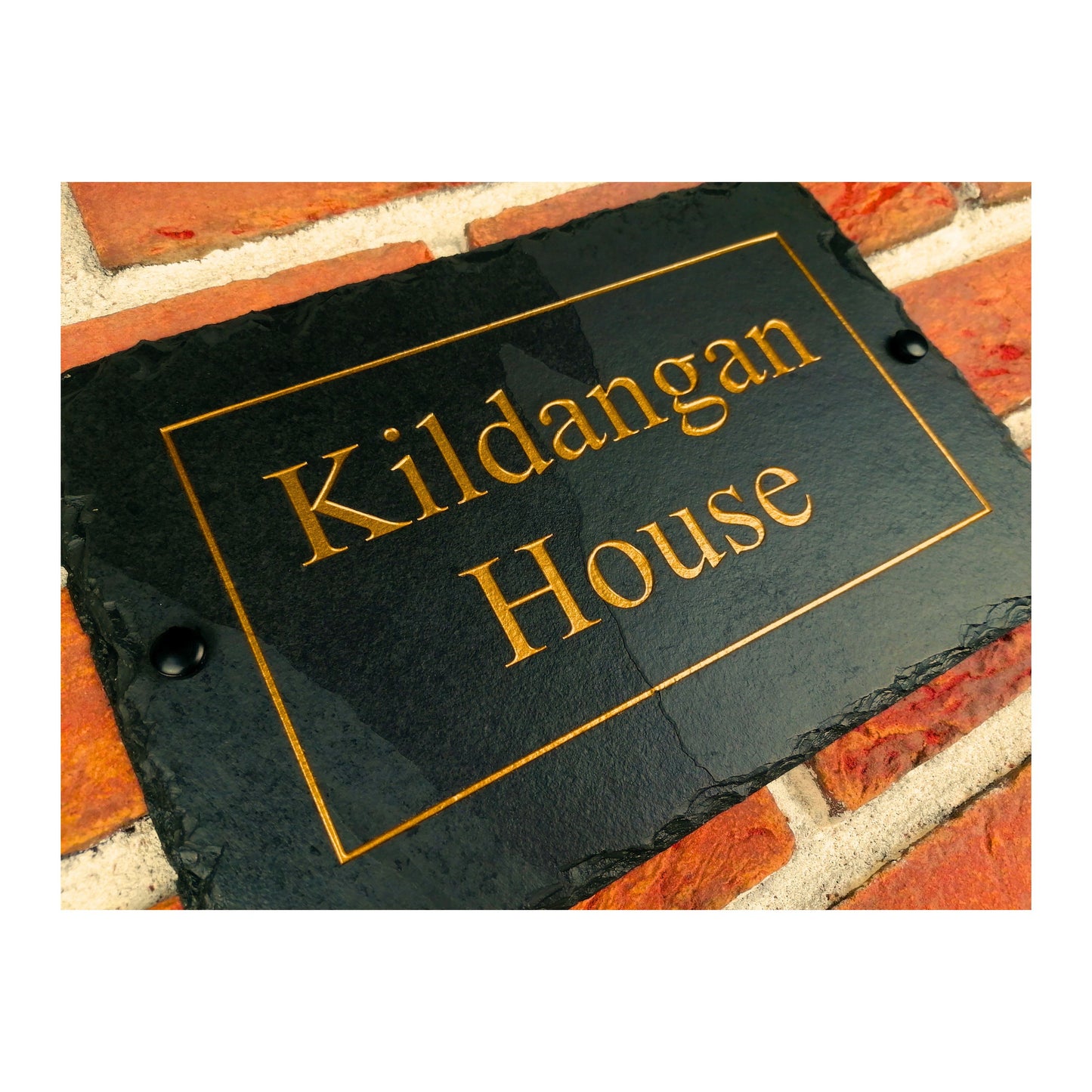 Engraved Natural Slate House Address Sign - Rustic Farmhouse Style Door Number - Wedding, Housewarming, Anniversary Gift Idea