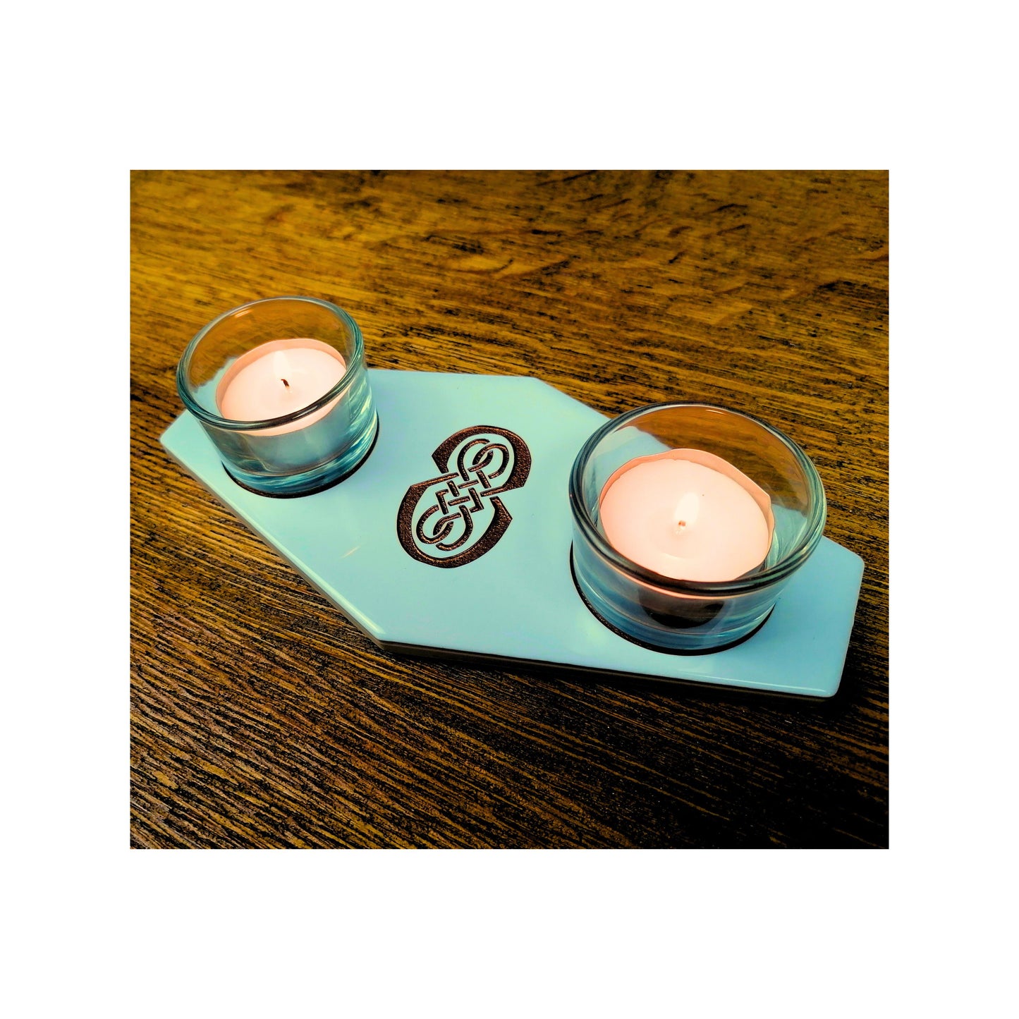 Handmade Tealight Candle Holder | Deep Engraved Ceramic Tile | Unique Gift Idea | Made In Ireland | Gold Copper Silver | Modern Home Decor