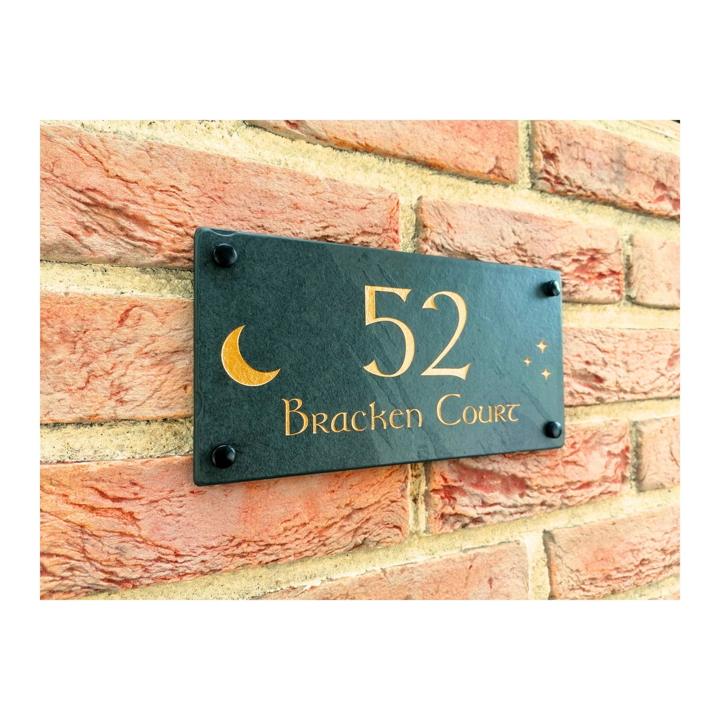 Engraved Natural Slate House Address Sign - Rustic Farmhouse Style Door Number - Wedding, Housewarming, Anniversary Gift Idea
