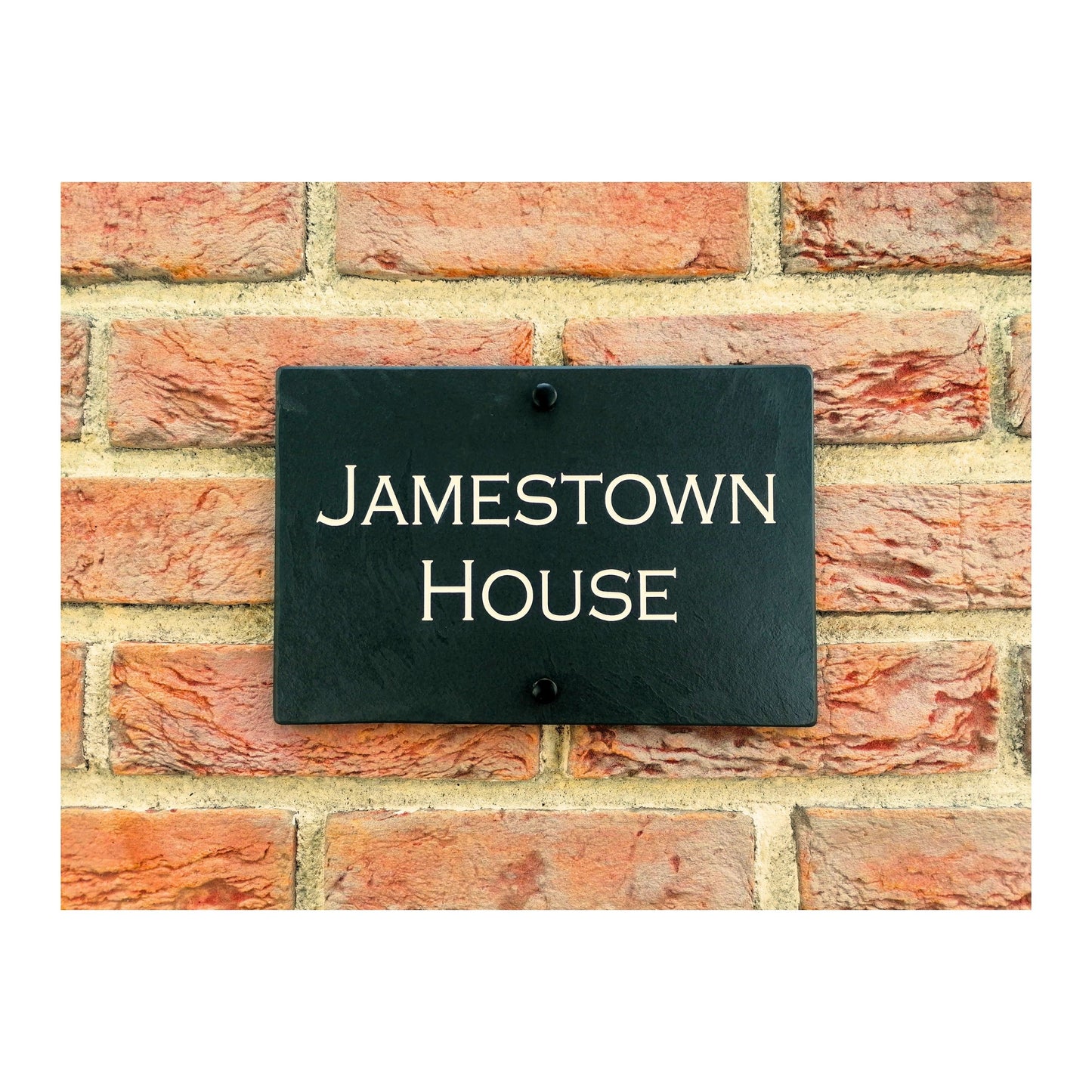 Engraved Natural Slate House Address Sign - Rustic Farmhouse Style Door Number - Wedding, Housewarming, Anniversary Gift Idea