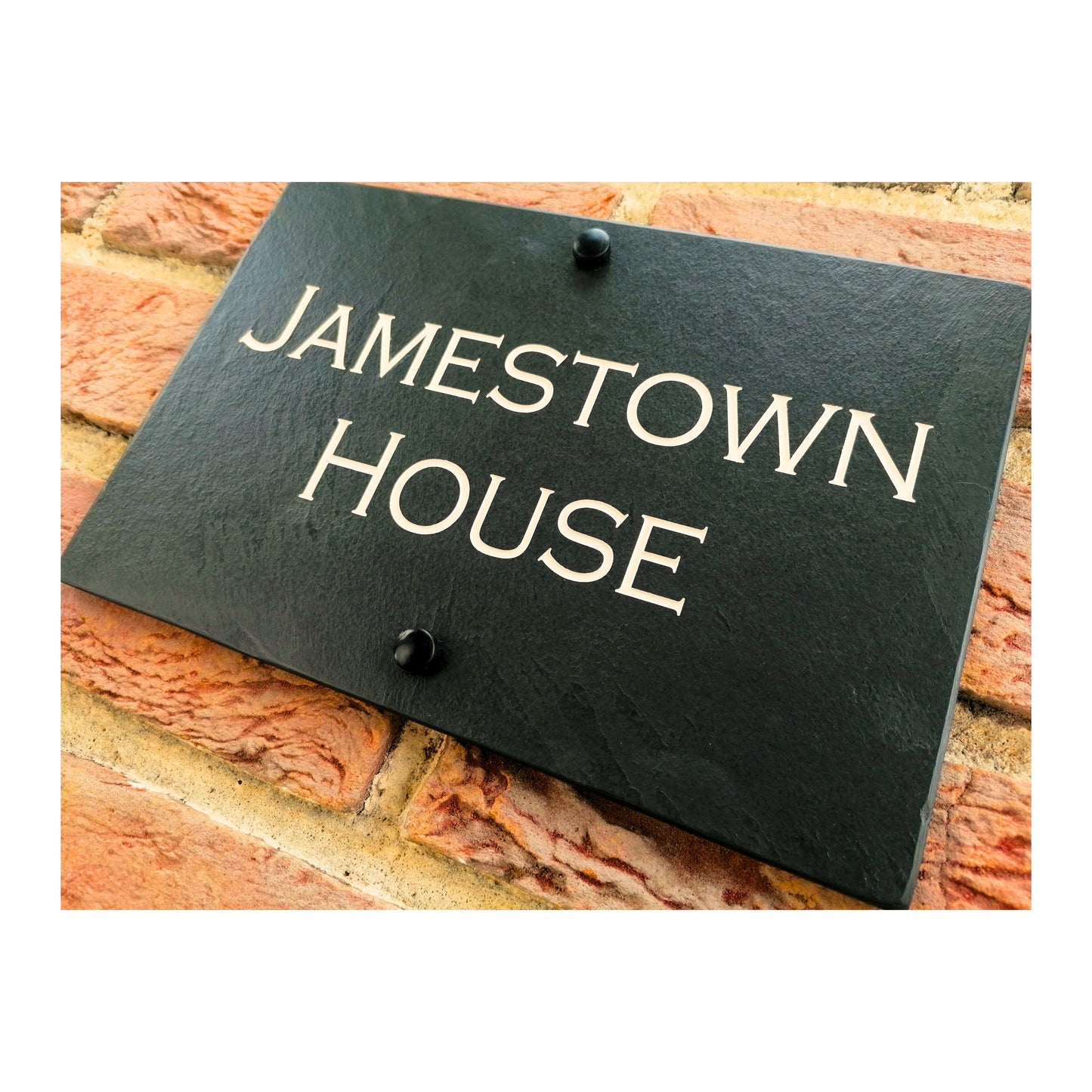 Engraved Natural Slate House Address Sign - Rustic Farmhouse Style Door Number - Wedding, Housewarming, Anniversary Gift Idea