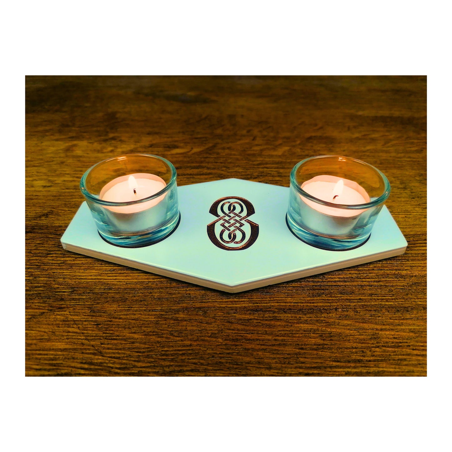 Handmade Tealight Candle Holder | Deep Engraved Ceramic Tile | Unique Gift Idea | Made In Ireland | Gold Copper Silver | Modern Home Decor