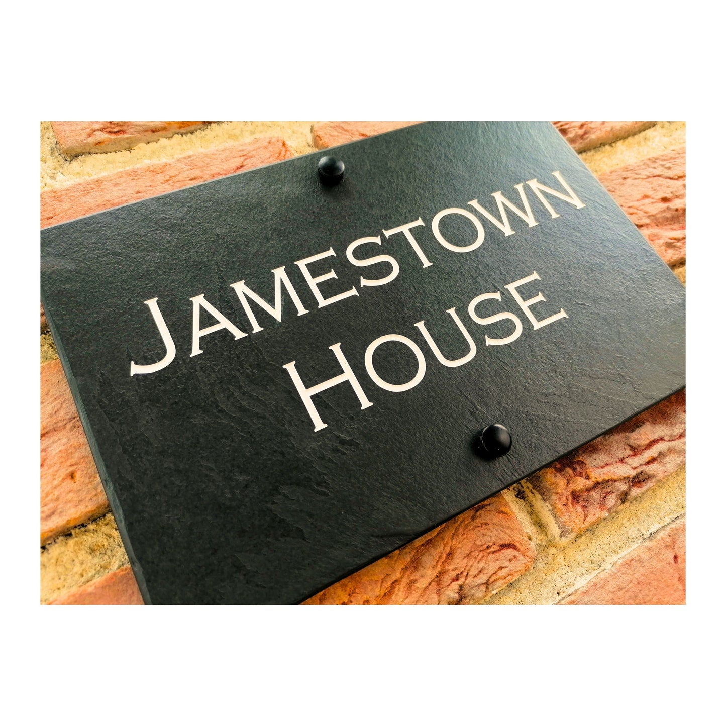 Engraved Natural Slate House Address Sign - Rustic Farmhouse Style Door Number - Wedding, Housewarming, Anniversary Gift Idea