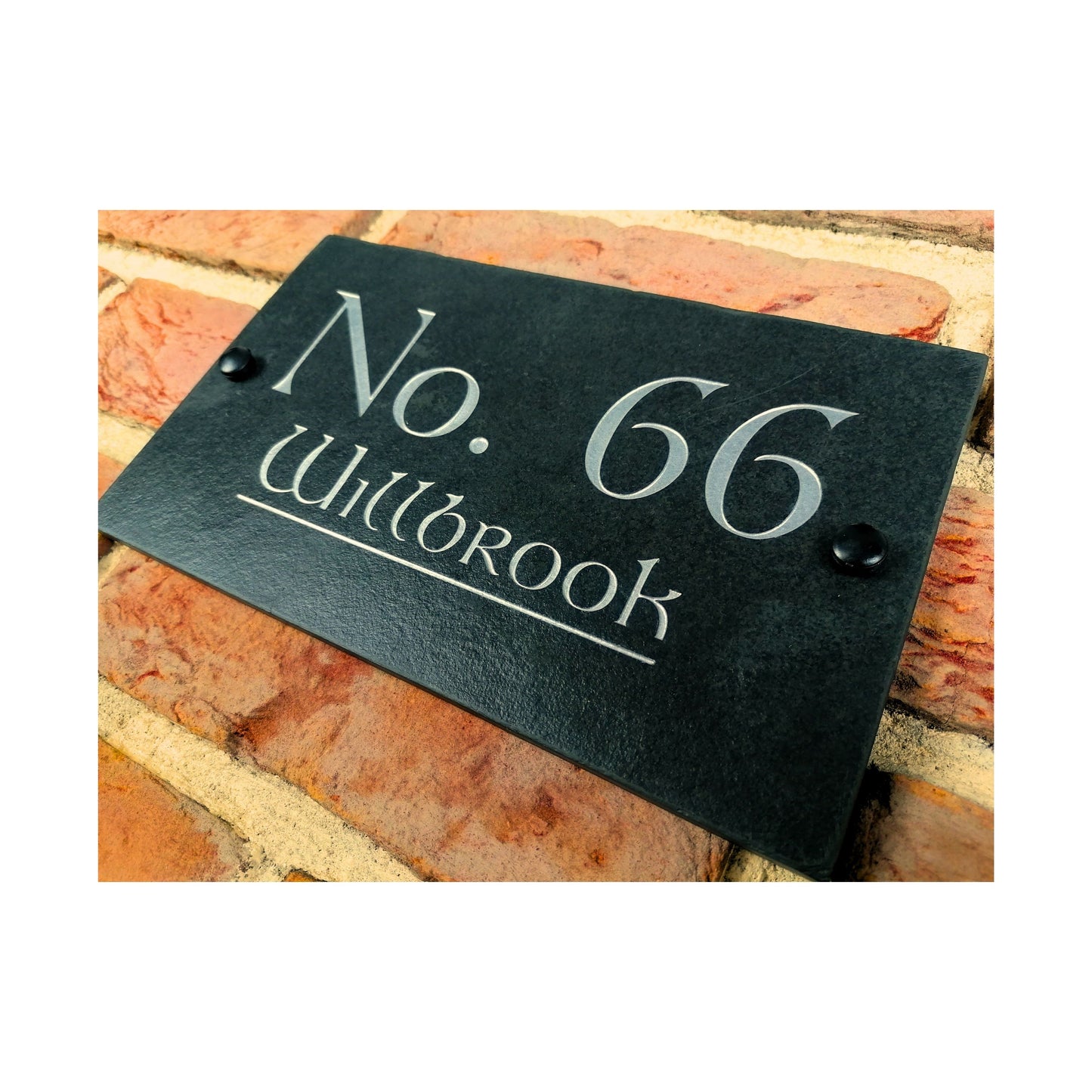 Engraved Natural Slate House Address Sign - Rustic Farmhouse Style Door Number - Wedding, Housewarming, Anniversary Gift Idea