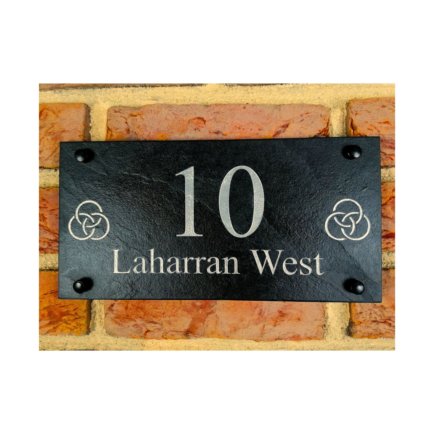 Engraved Natural Slate House Address Sign - Rustic Farmhouse Style Door Number - Wedding, Housewarming, Anniversary Gift Idea