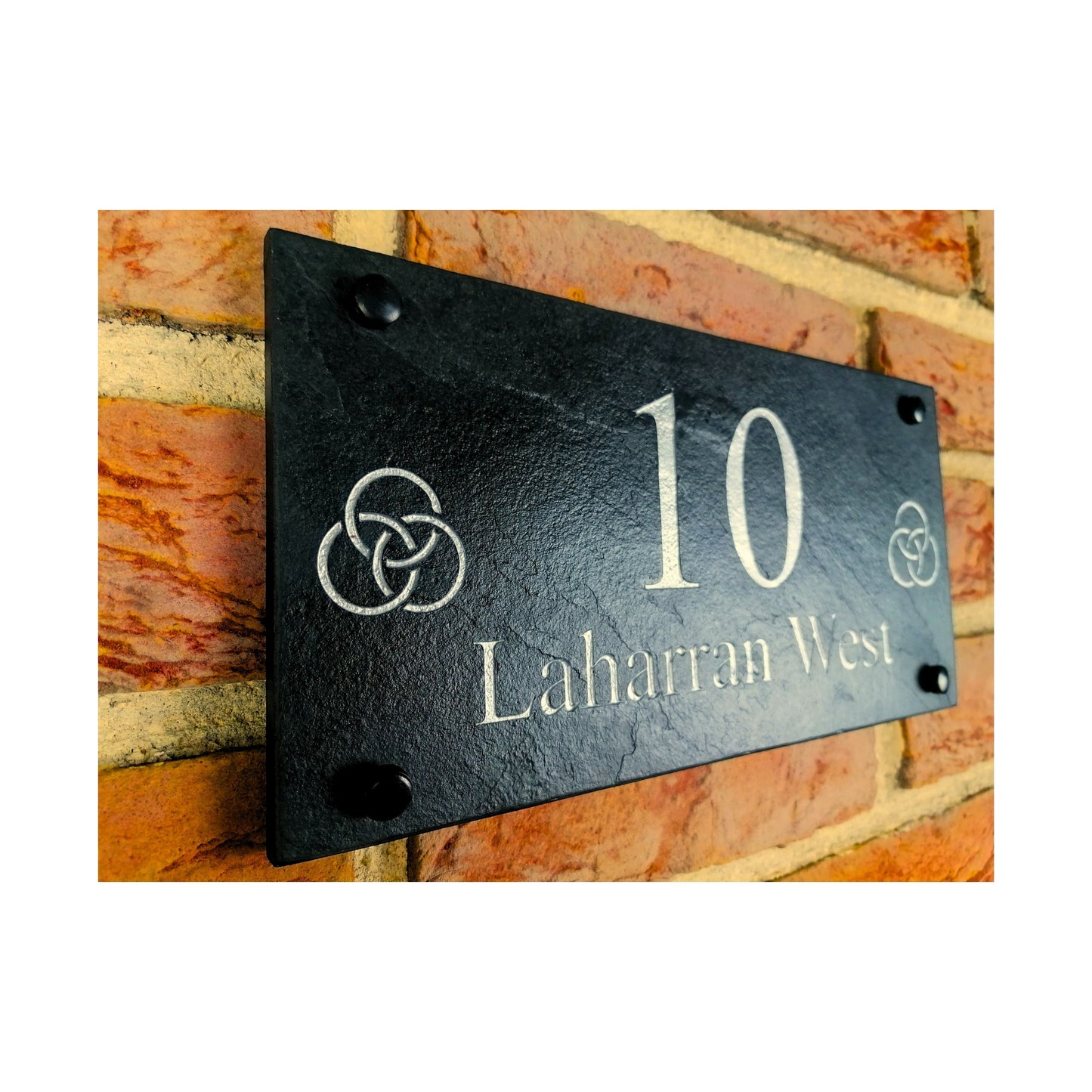 Engraved Natural Slate House Address Sign - Rustic Farmhouse Style Door Number - Wedding, Housewarming, Anniversary Gift Idea