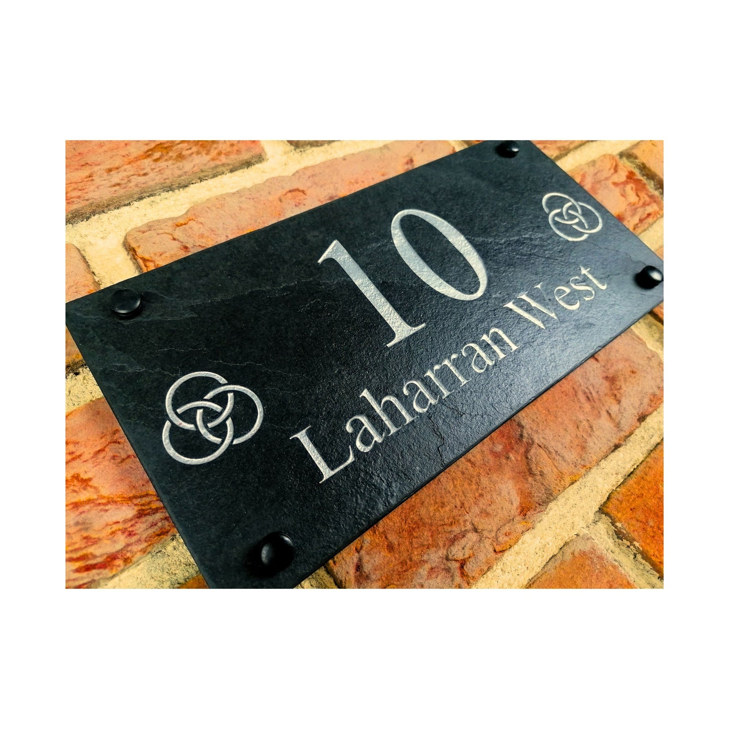Engraved Natural Slate House Address Sign - Rustic Farmhouse Style Door Number - Wedding, Housewarming, Anniversary Gift Idea
