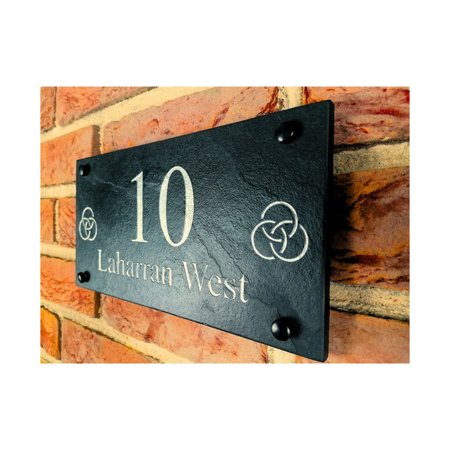 Engraved Natural Slate House Address Sign - Rustic Farmhouse Style Door Number - Wedding, Housewarming, Anniversary Gift Idea