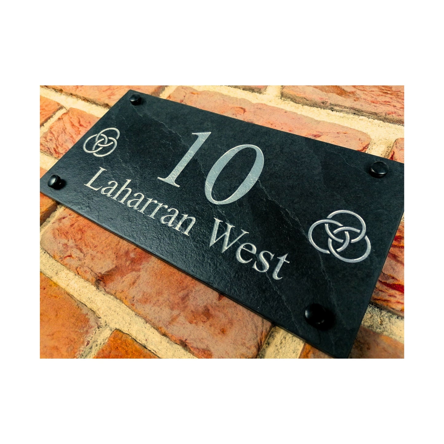 Engraved Natural Slate House Address Sign - Rustic Farmhouse Style Door Number - Wedding, Housewarming, Anniversary Gift Idea