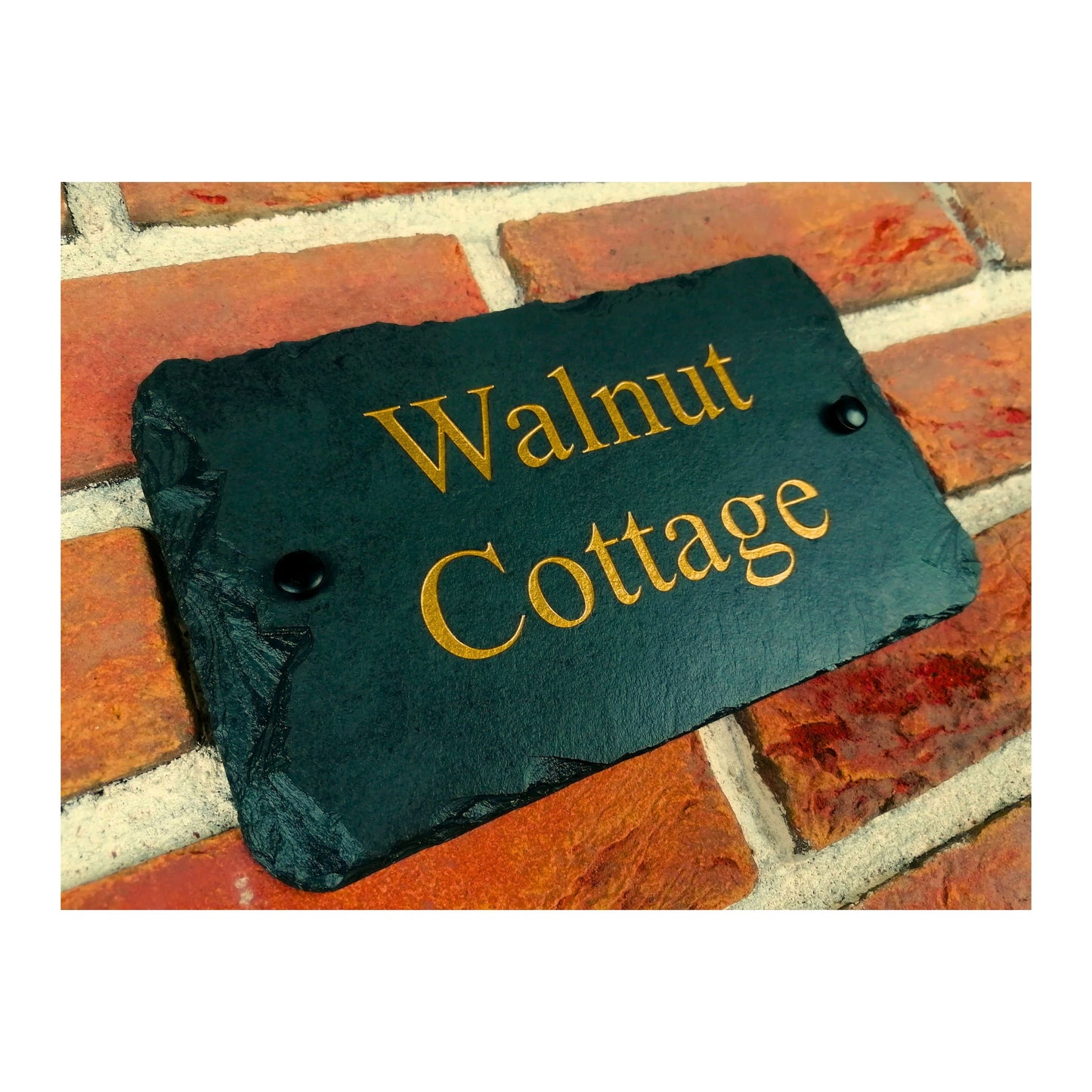 Engraved Natural Slate House Address Sign - Rustic Farmhouse Style Door Number - Wedding, Housewarming, Anniversary Gift Idea