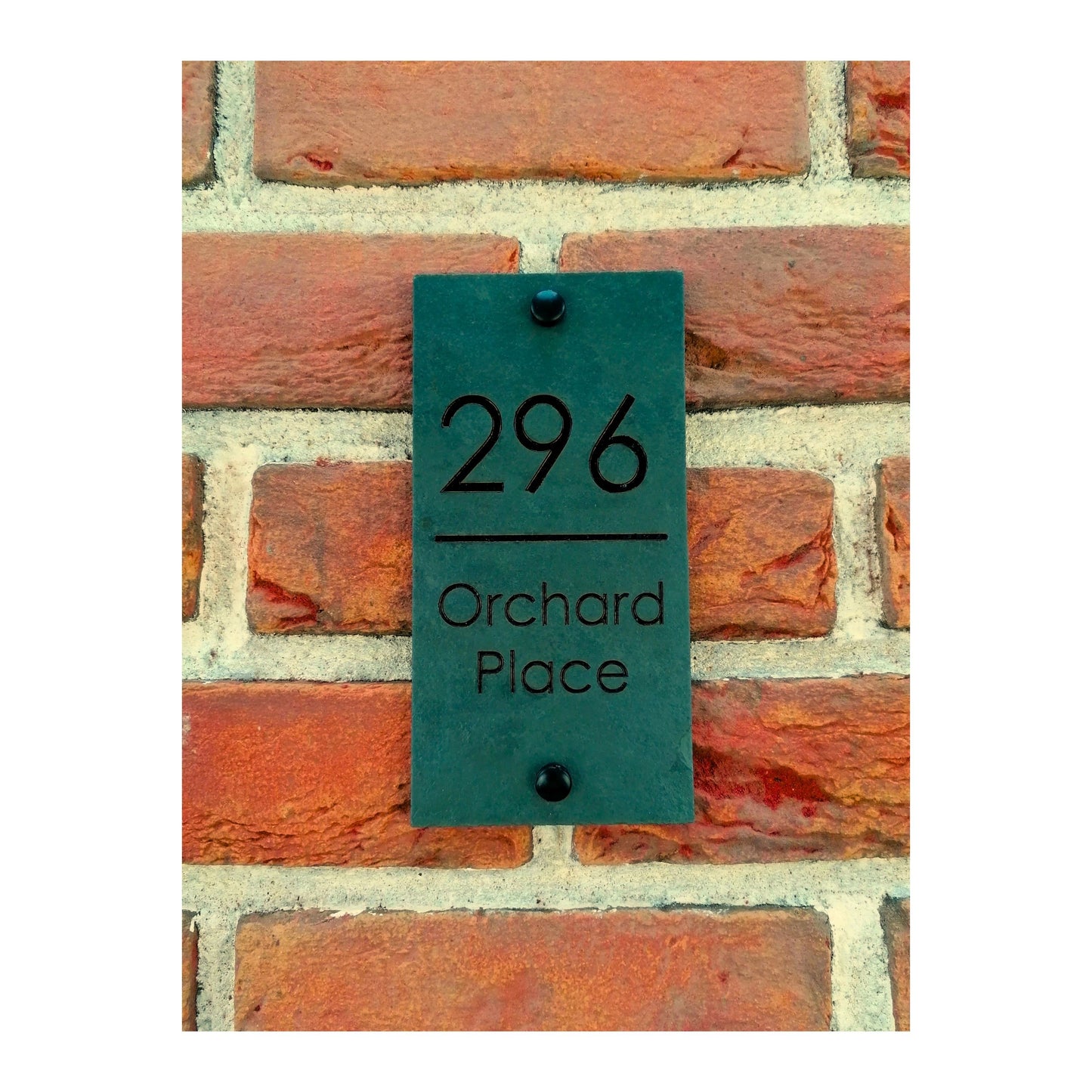 Engraved Natural Slate House Address Sign - Rustic Farmhouse Style Door Number - Wedding, Housewarming, Anniversary Gift Idea