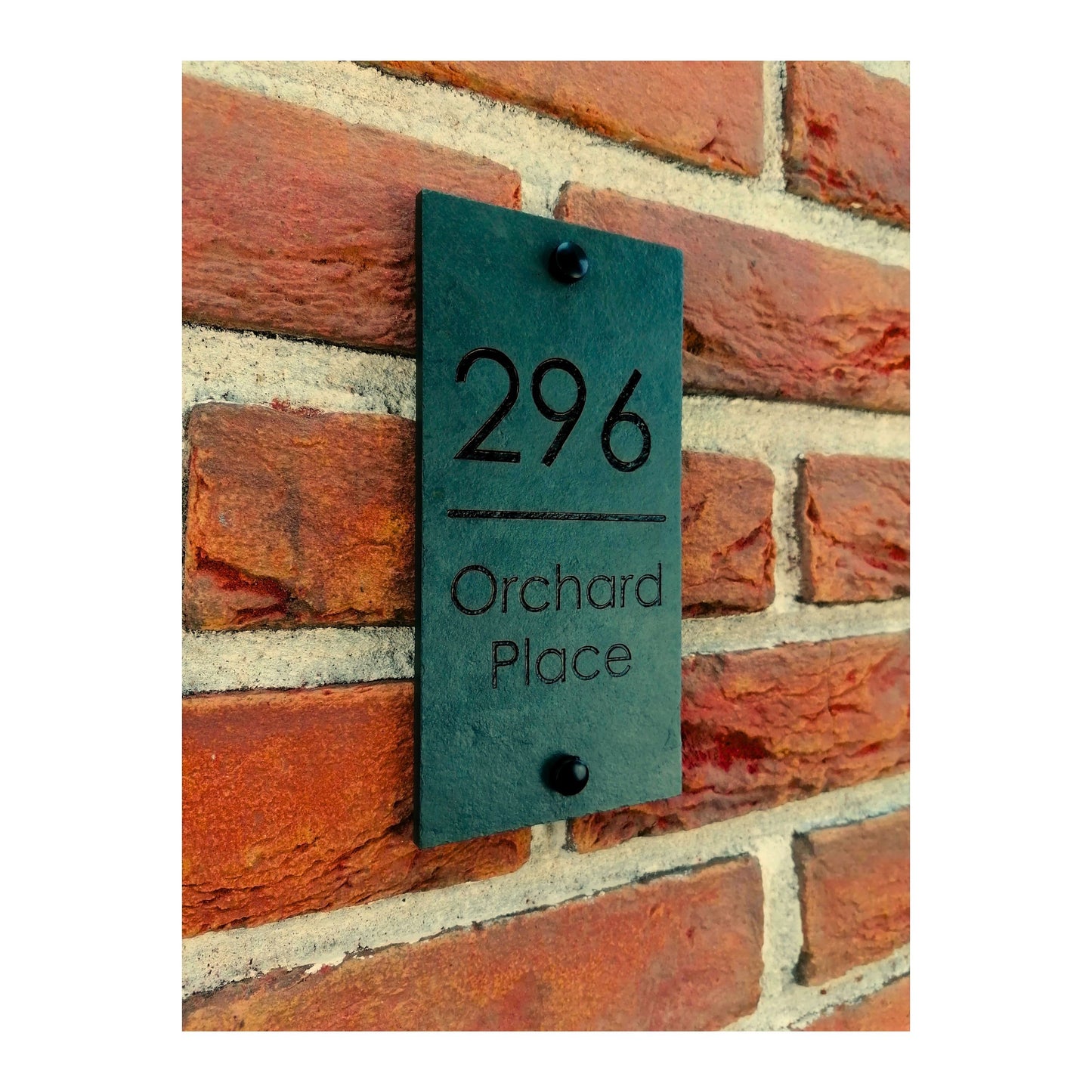 Engraved Natural Slate House Address Sign - Rustic Farmhouse Style Door Number - Wedding, Housewarming, Anniversary Gift Idea