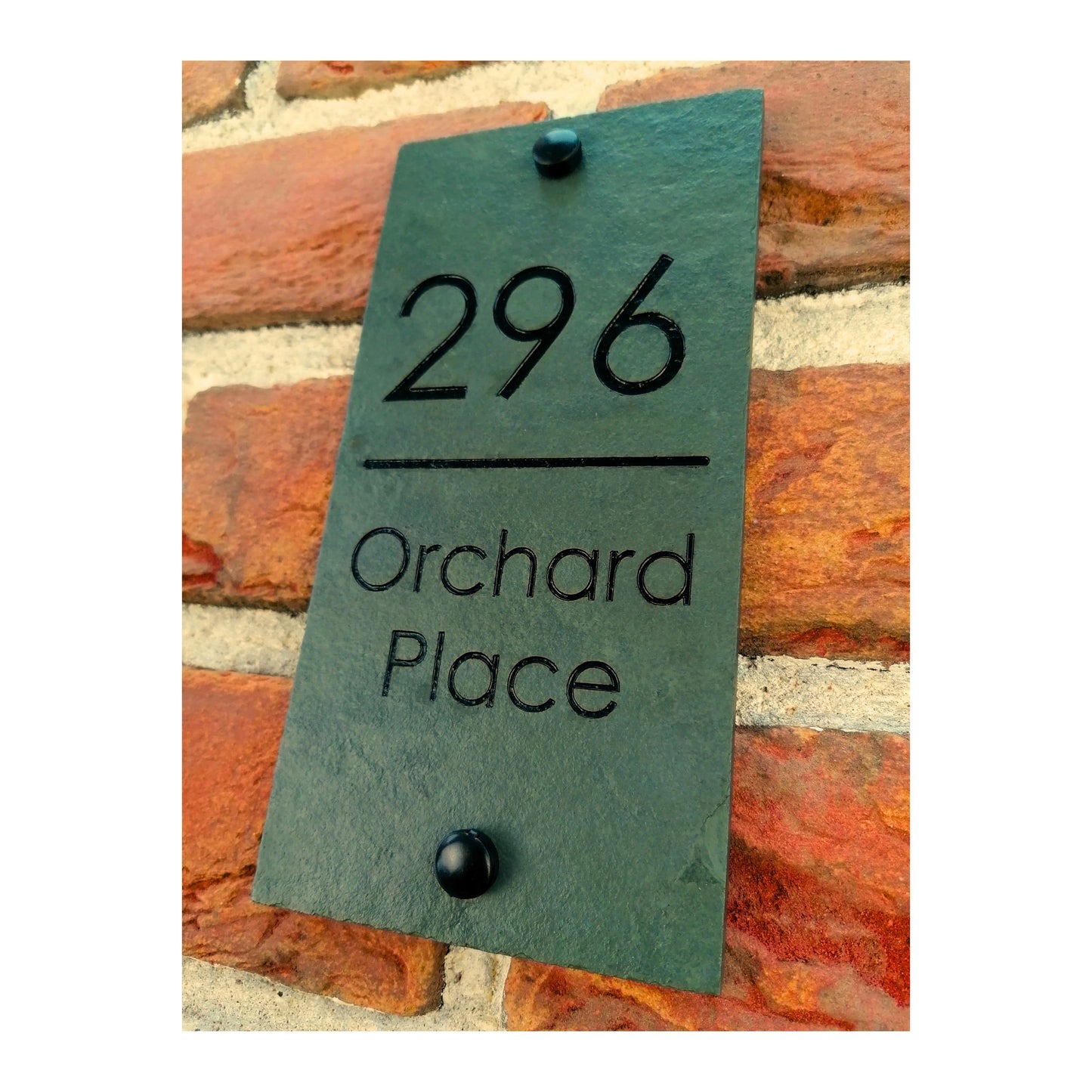 Engraved Natural Slate House Address Sign - Rustic Farmhouse Style Door Number - Wedding, Housewarming, Anniversary Gift Idea