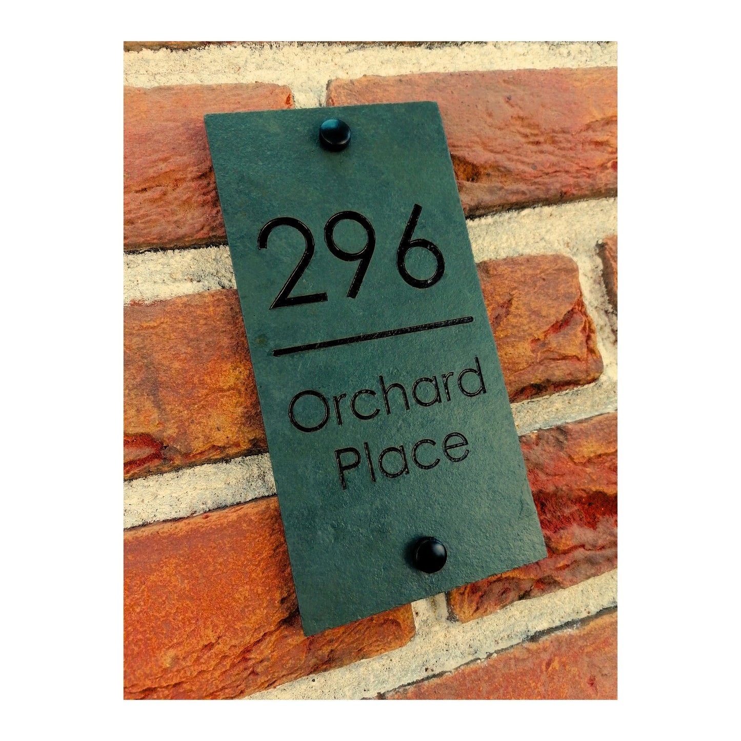 Engraved Natural Slate House Address Sign - Rustic Farmhouse Style Door Number - Wedding, Housewarming, Anniversary Gift Idea