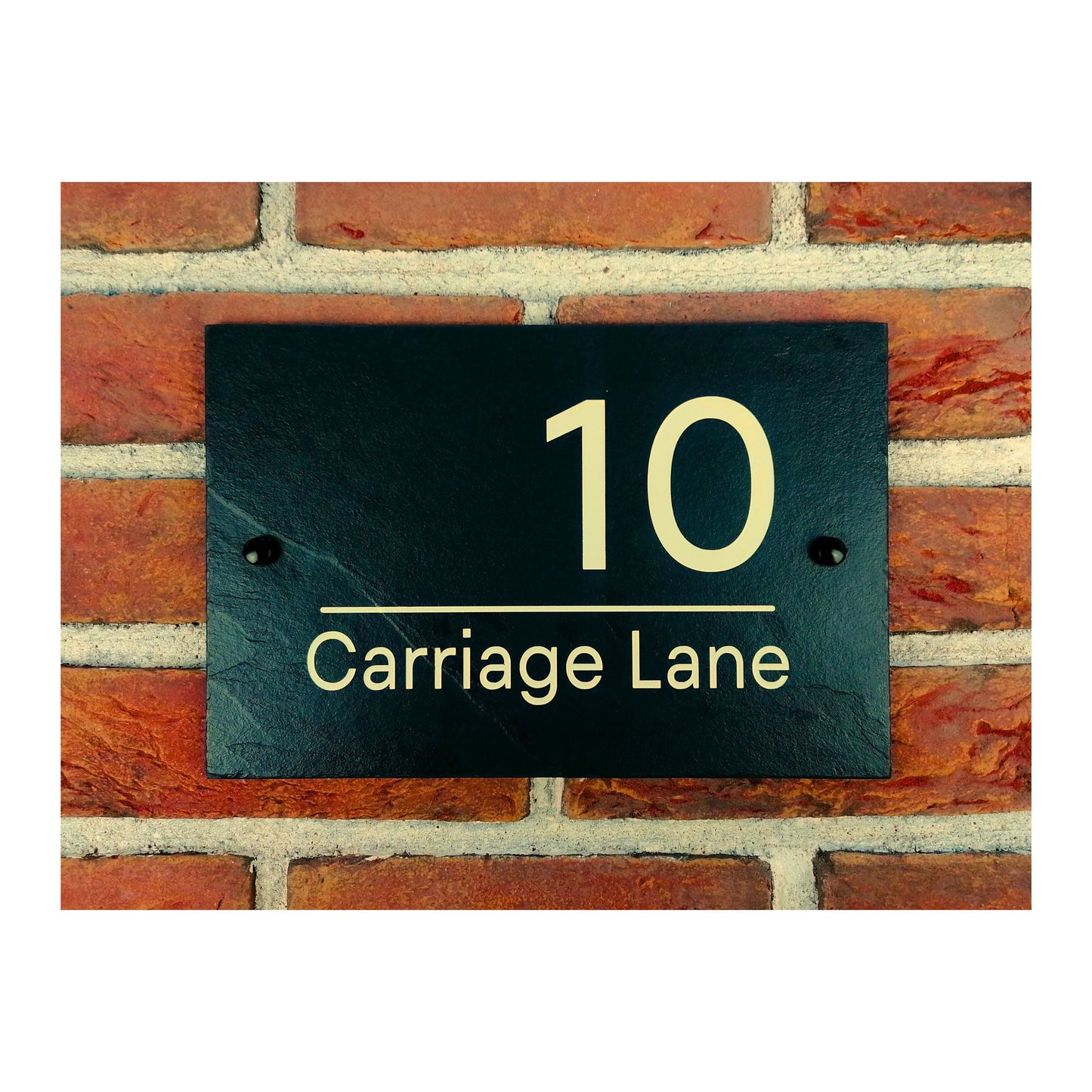 Engraved Natural Slate House Address Sign - Rustic Farmhouse Style Door Number - Wedding, Housewarming, Anniversary Gift Idea