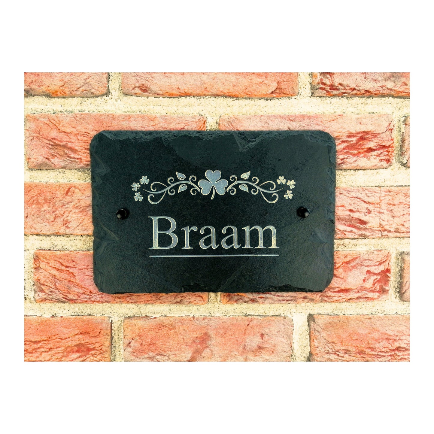 Engraved Natural Slate House Address Sign - Rustic Farmhouse Style Door Number - Wedding, Housewarming, Anniversary Gift Idea