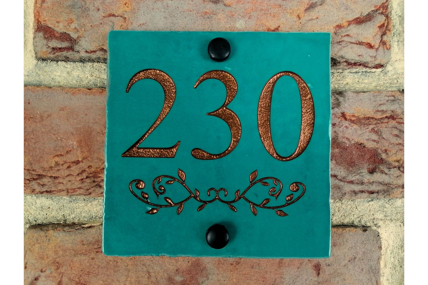 Engraved Ceramic Wall Tile Address Sign | Irish Handmade Square Door Number House Name | Rustic Custom Personalised Postcode Mailbox Irish