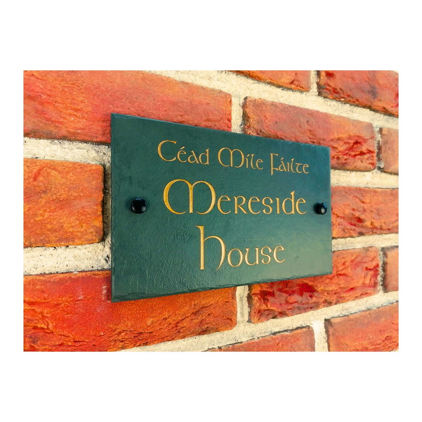 Engraved Natural Slate House Address Sign - Rustic Farmhouse Style Door Number - Wedding, Housewarming, Anniversary Gift Idea