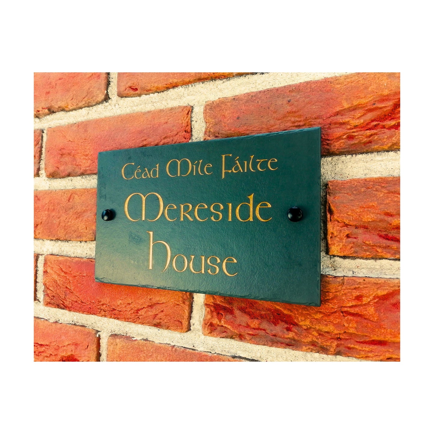 Engraved Natural Slate House Address Sign - Rustic Farmhouse Style Door Number - Wedding, Housewarming, Anniversary Gift Idea