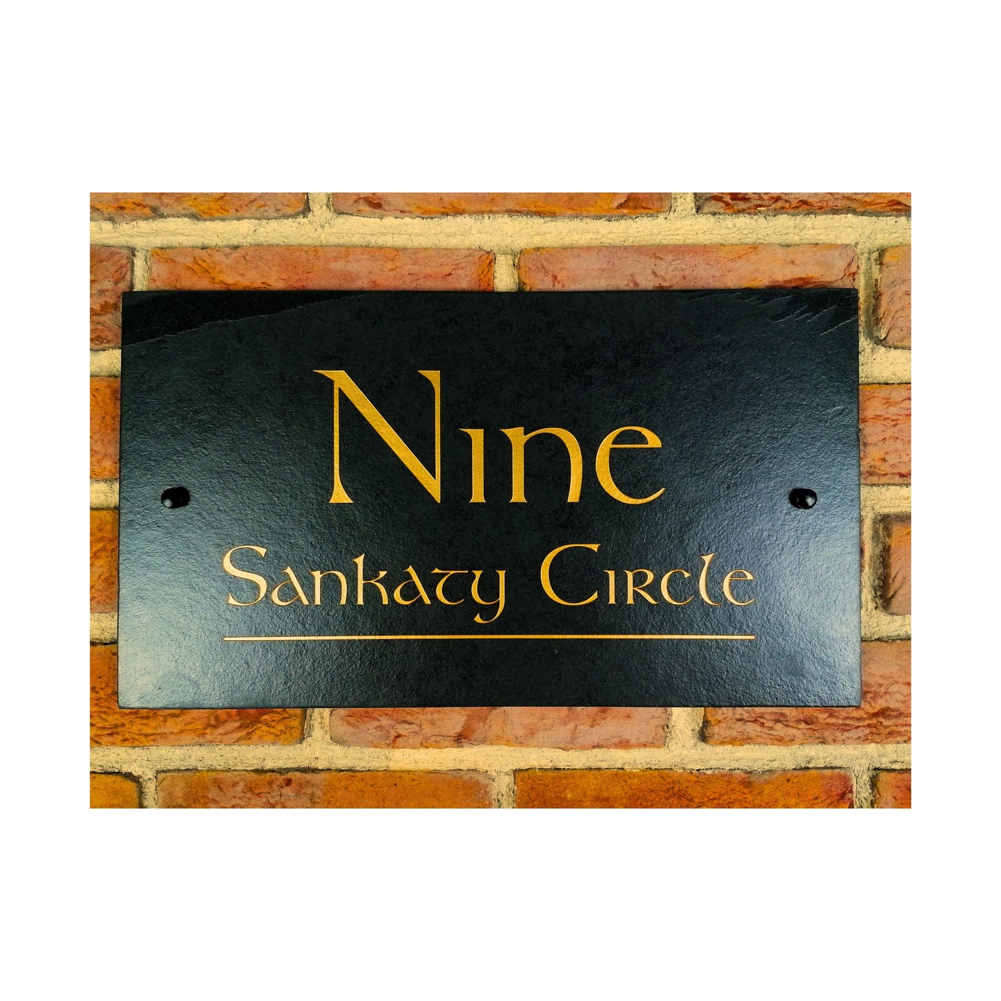 Engraved Natural Slate House Address Sign - Rustic Farmhouse Style Door Number - Wedding, Housewarming, Anniversary Gift Idea