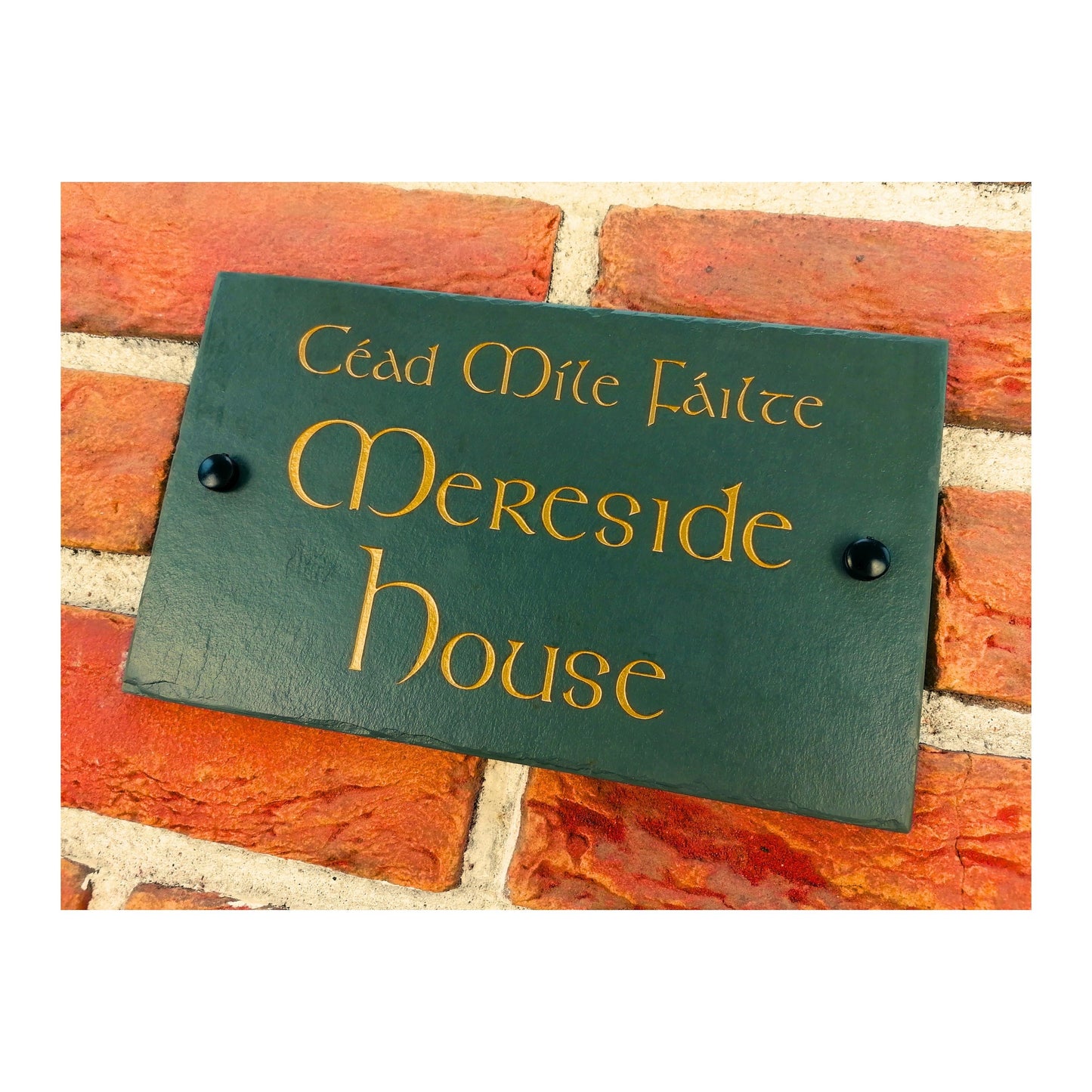 Engraved Natural Slate House Address Sign - Rustic Farmhouse Style Door Number - Wedding, Housewarming, Anniversary Gift Idea