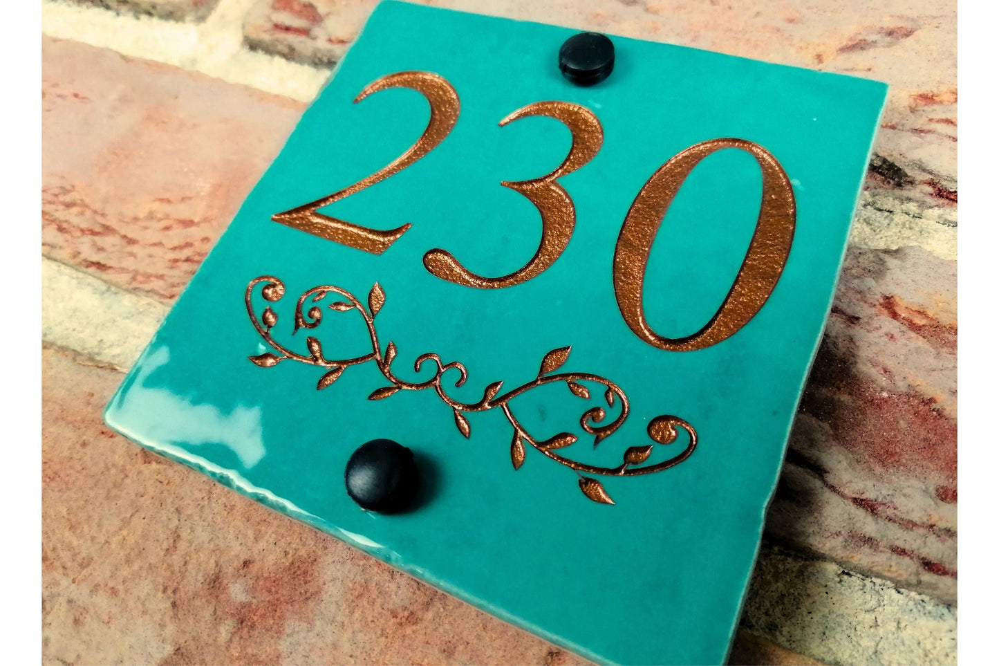 Engraved Ceramic Wall Tile Address Sign | Irish Handmade Square Door Number House Name | Rustic Custom Personalised Postcode Mailbox Irish