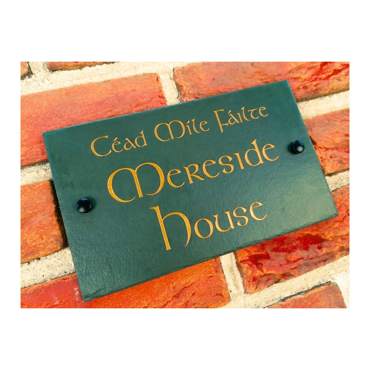 Engraved Natural Slate House Address Sign - Rustic Farmhouse Style Door Number - Wedding, Housewarming, Anniversary Gift Idea