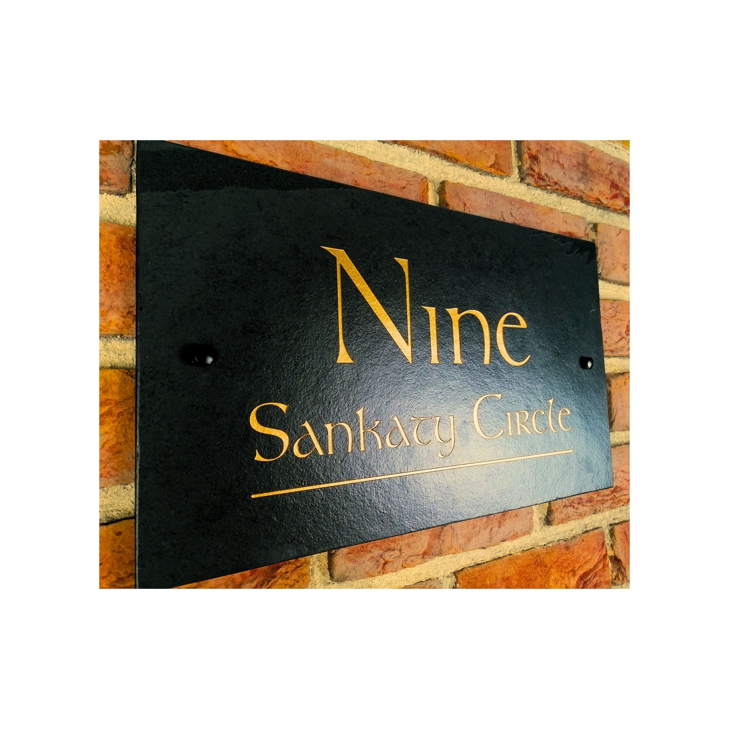 Engraved Natural Slate House Address Sign - Rustic Farmhouse Style Door Number - Wedding, Housewarming, Anniversary Gift Idea