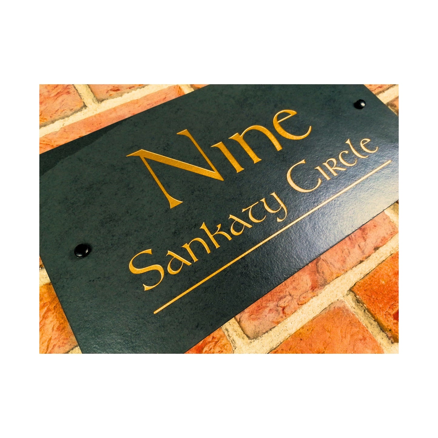 Engraved Natural Slate House Address Sign - Rustic Farmhouse Style Door Number - Wedding, Housewarming, Anniversary Gift Idea