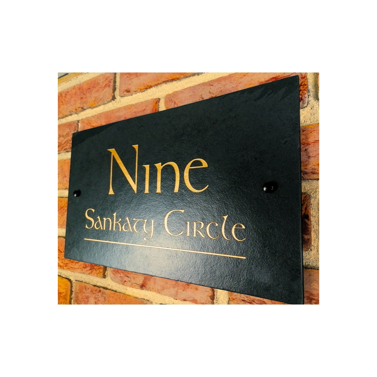 Engraved Natural Slate House Address Sign - Rustic Farmhouse Style Door Number - Wedding, Housewarming, Anniversary Gift Idea