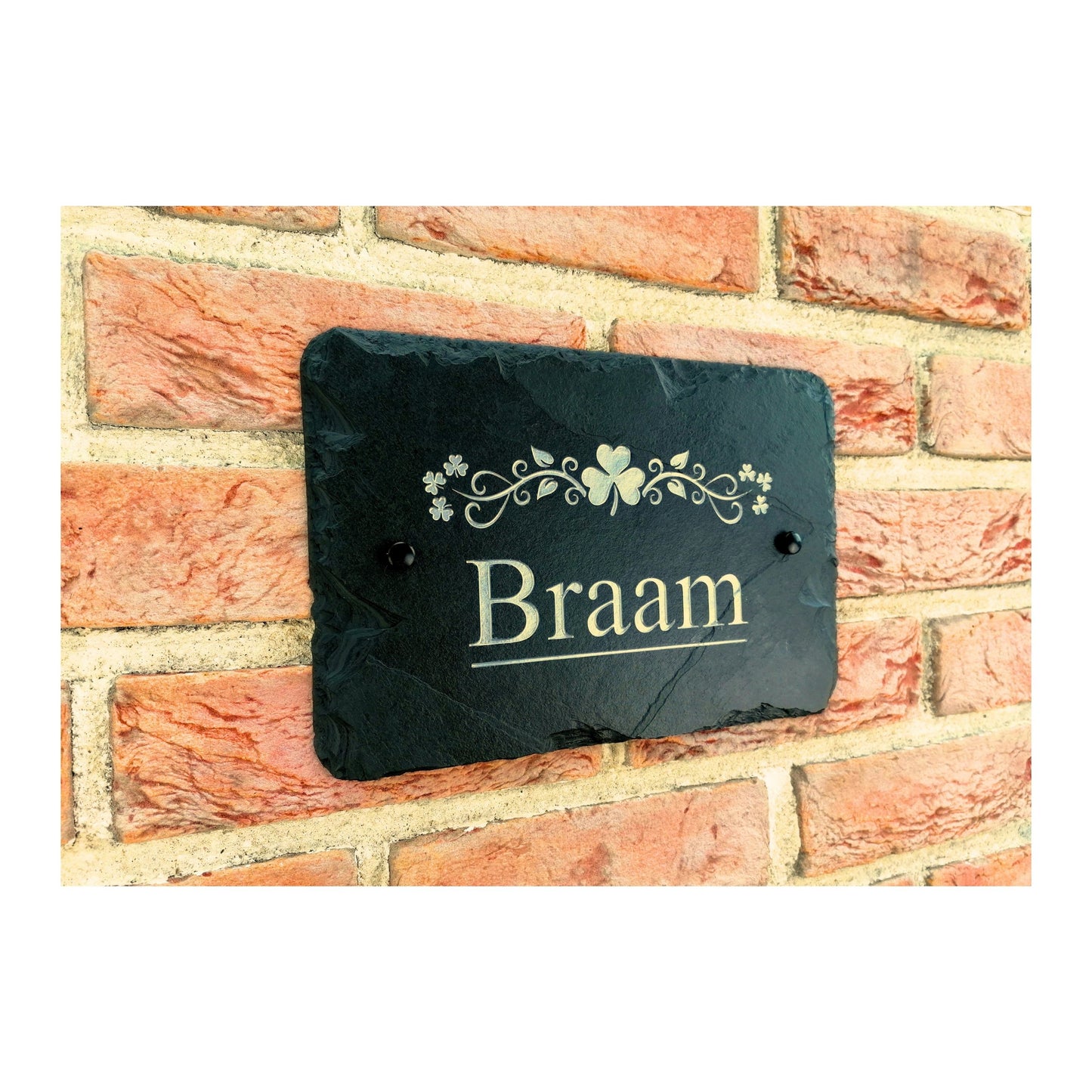 Engraved Natural Slate House Address Sign - Rustic Farmhouse Style Door Number - Wedding, Housewarming, Anniversary Gift Idea