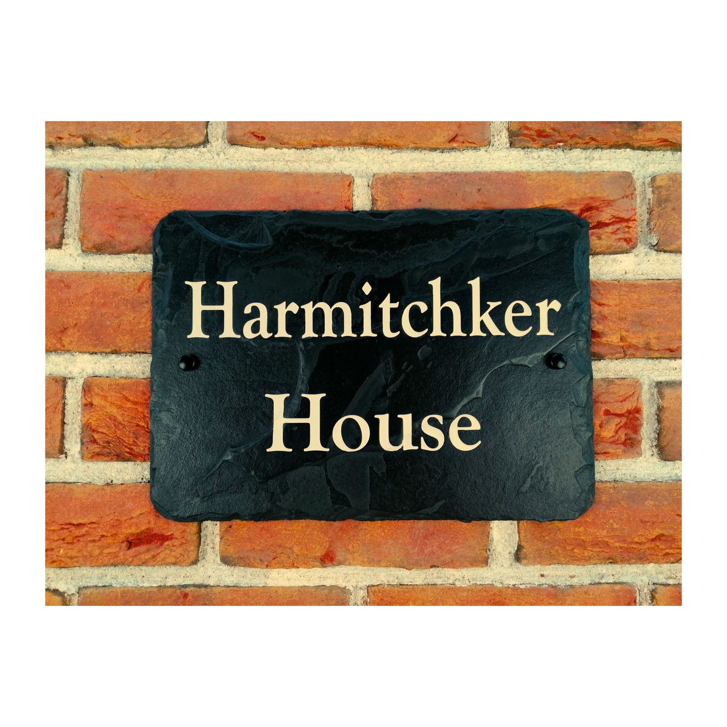 Engraved Natural Slate House Address Sign - Rustic Farmhouse Style Door Number - Wedding, Housewarming, Anniversary Gift Idea