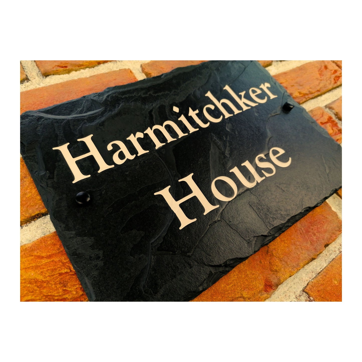 Engraved Natural Slate House Address Sign - Rustic Farmhouse Style Door Number - Wedding, Housewarming, Anniversary Gift Idea