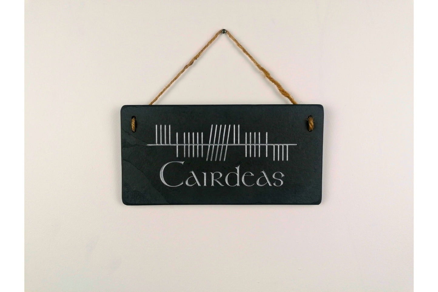 Ogham Wall Hanging | Natural Slate | Handmade Deep Engraved Signs | Celtic Irish Gaelic Traditional | Rustic Home Decor | Unique Gift Ideas