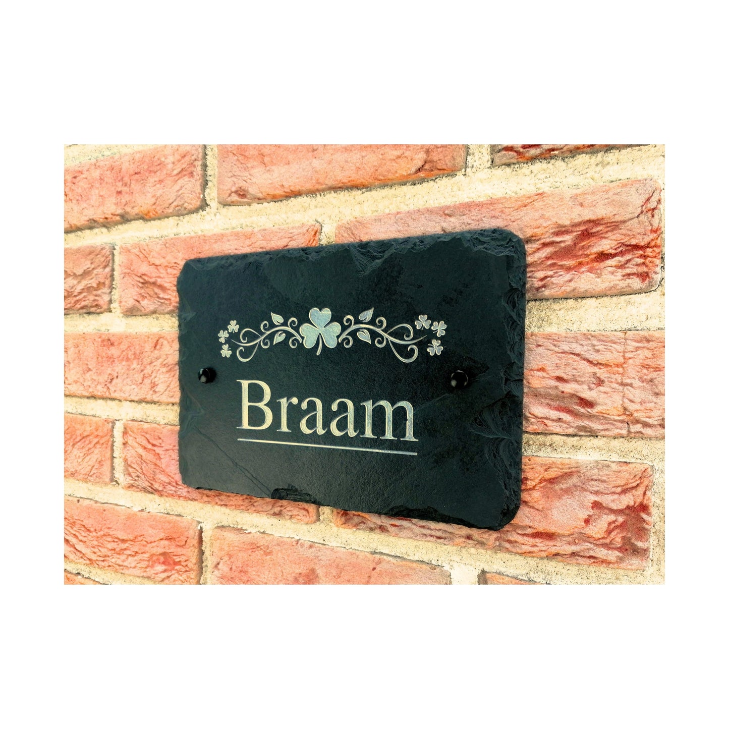 Engraved Natural Slate House Address Sign - Rustic Farmhouse Style Door Number - Wedding, Housewarming, Anniversary Gift Idea