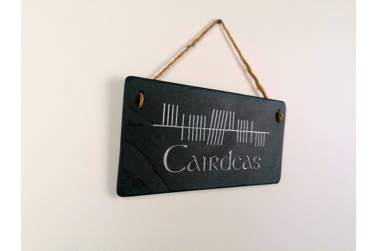 Ogham Wall Hanging | Natural Slate | Handmade Deep Engraved Signs | Celtic Irish Gaelic Traditional | Rustic Home Decor | Unique Gift Ideas