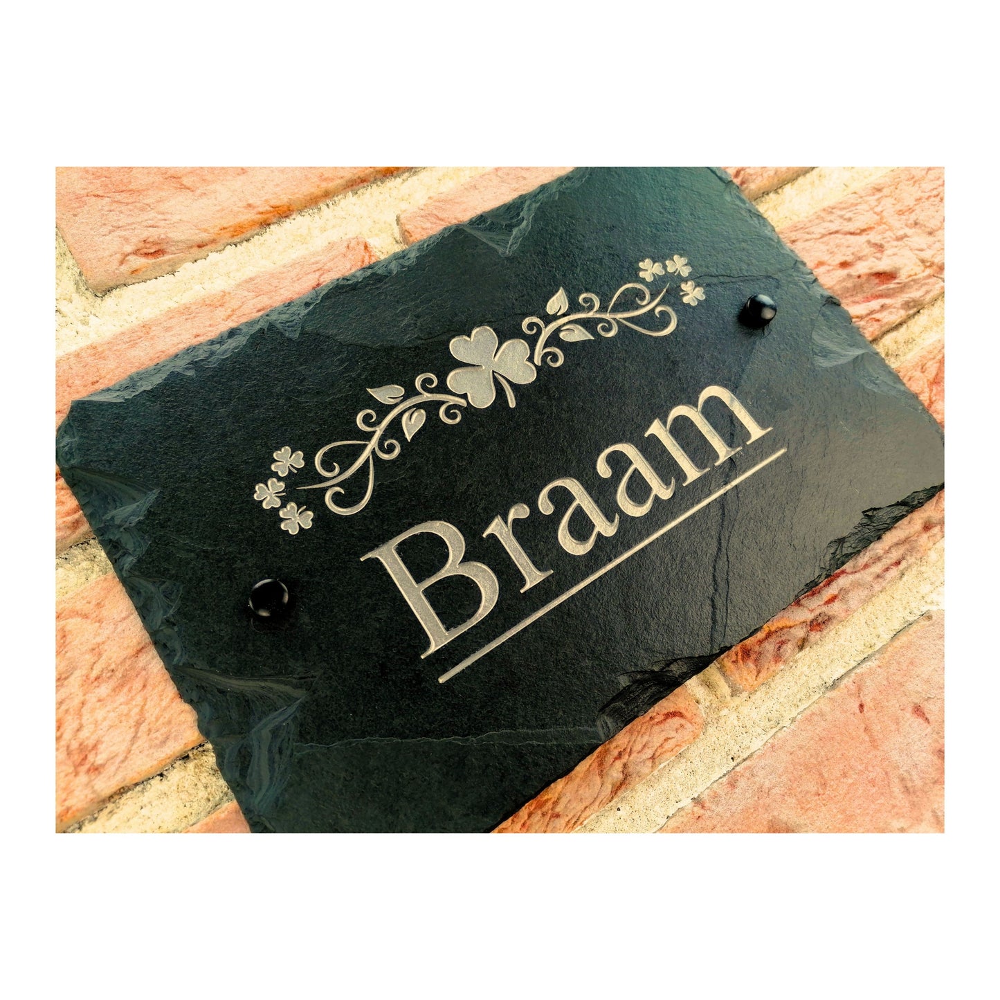 Engraved Natural Slate House Address Sign - Rustic Farmhouse Style Door Number - Wedding, Housewarming, Anniversary Gift Idea
