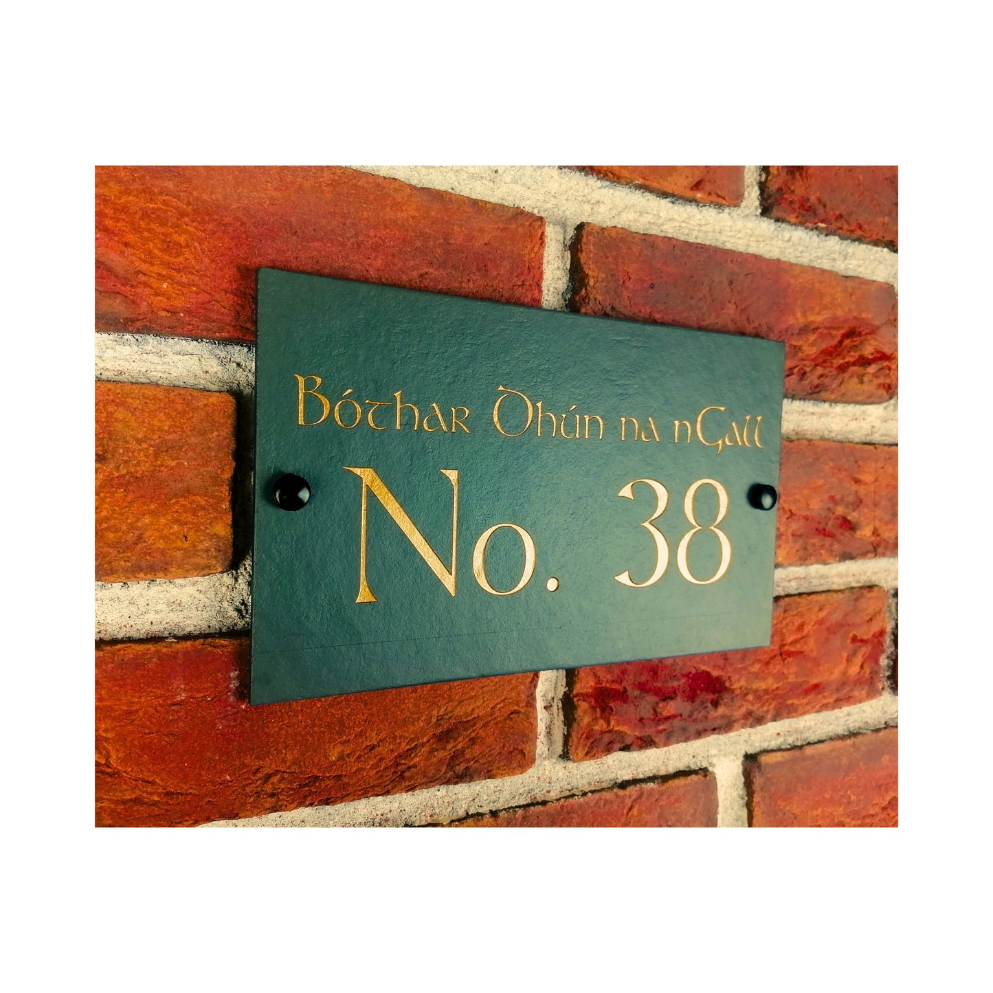 Engraved Natural Slate House Address Sign - Rustic Farmhouse Style Door Number - Wedding, Housewarming, Anniversary Gift Idea