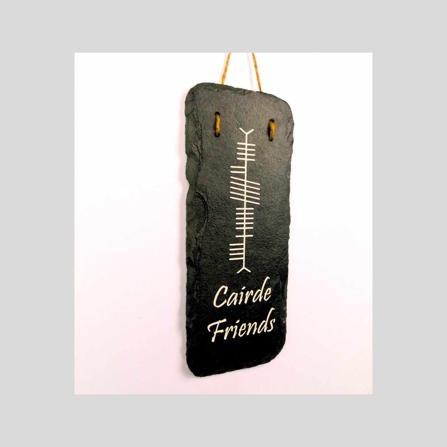 Ogham Wall Hanging | Natural Slate | Handmade Deep Engraved Signs | Celtic Irish Gaelic Traditional | Rustic Home Decor | Unique Gift Ideas