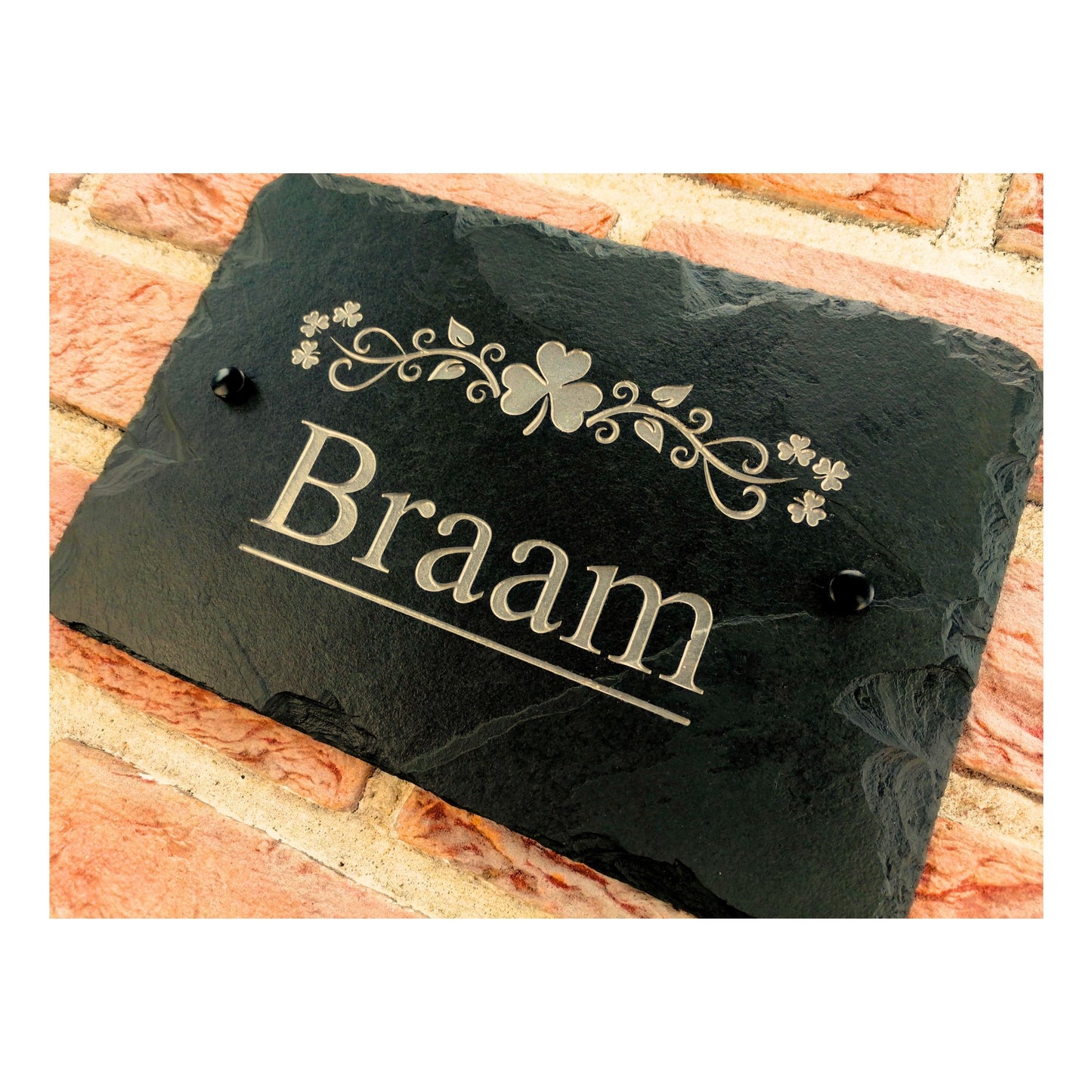 Engraved Natural Slate House Address Sign - Rustic Farmhouse Style Door Number - Wedding, Housewarming, Anniversary Gift Idea