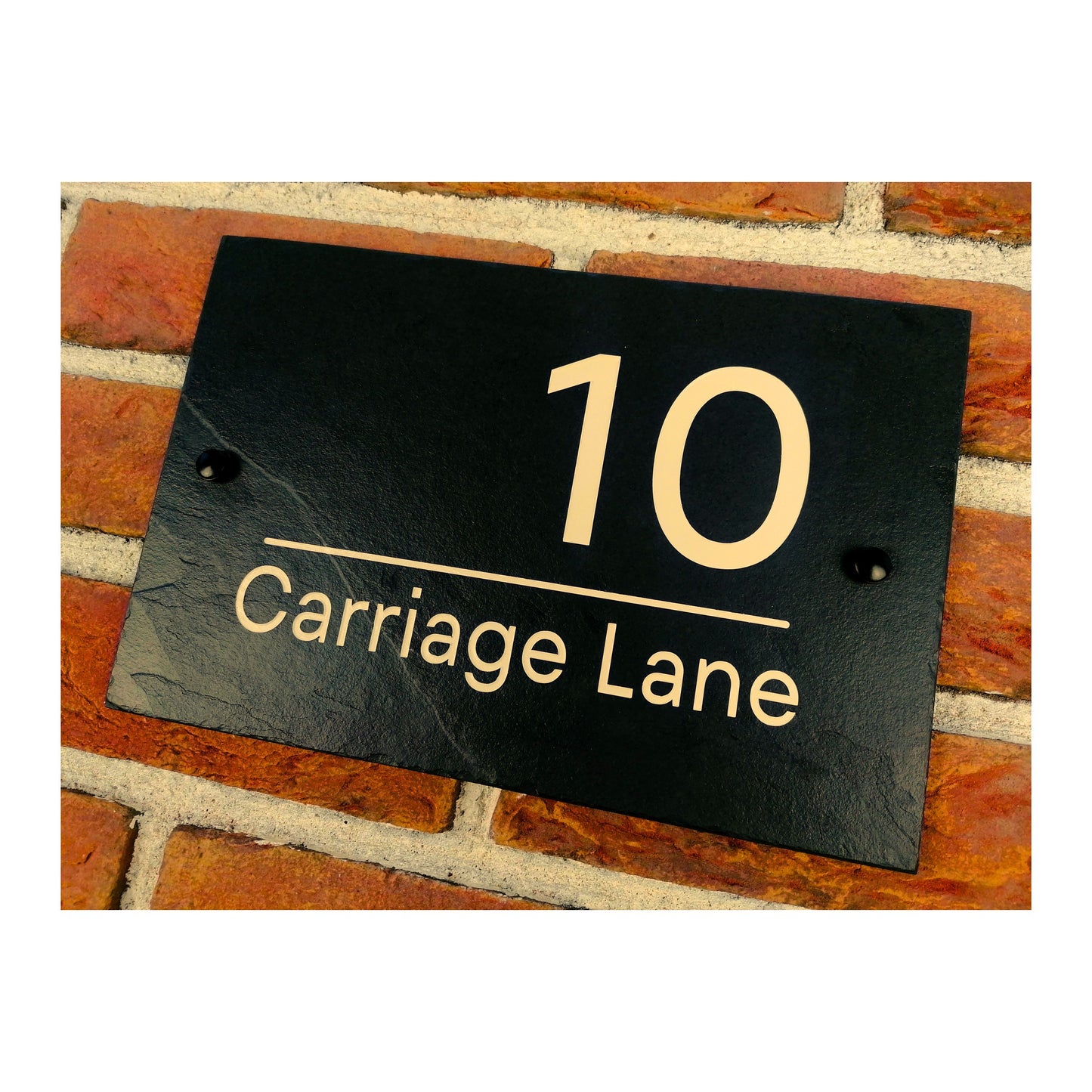 Engraved Natural Slate House Address Sign - Rustic Farmhouse Style Door Number - Wedding, Housewarming, Anniversary Gift Idea